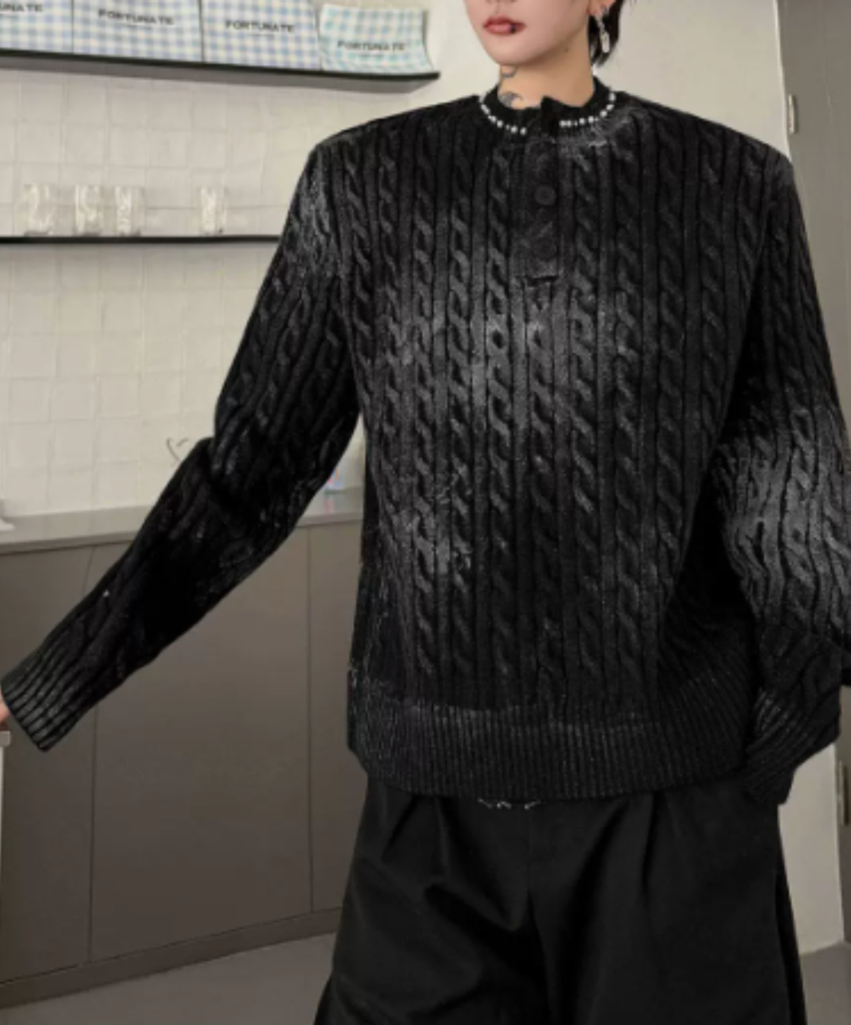 cable-knit with a distressed finish sweater EN3241