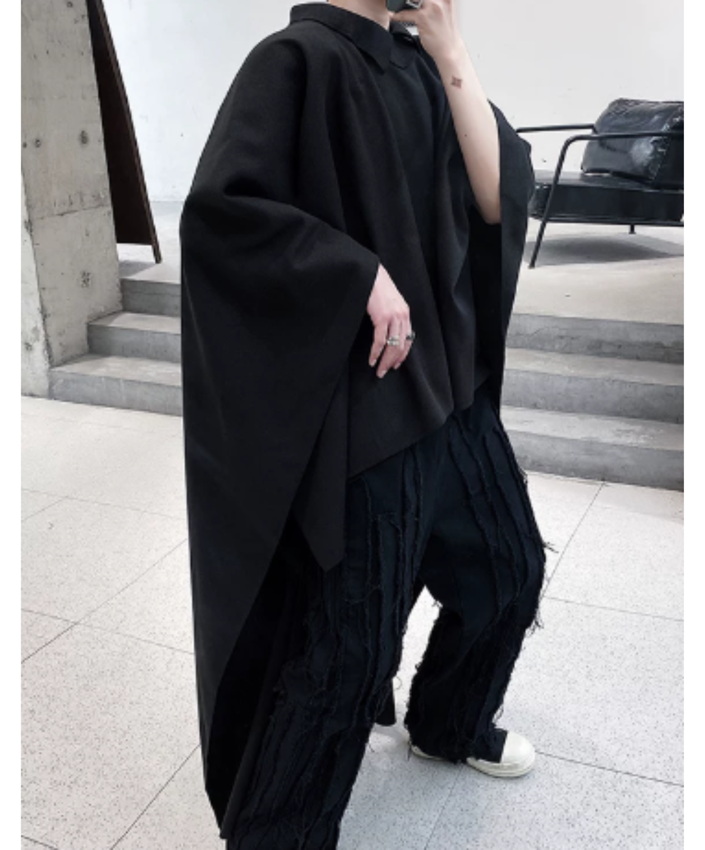 dark long bat cape shirt EN3021
