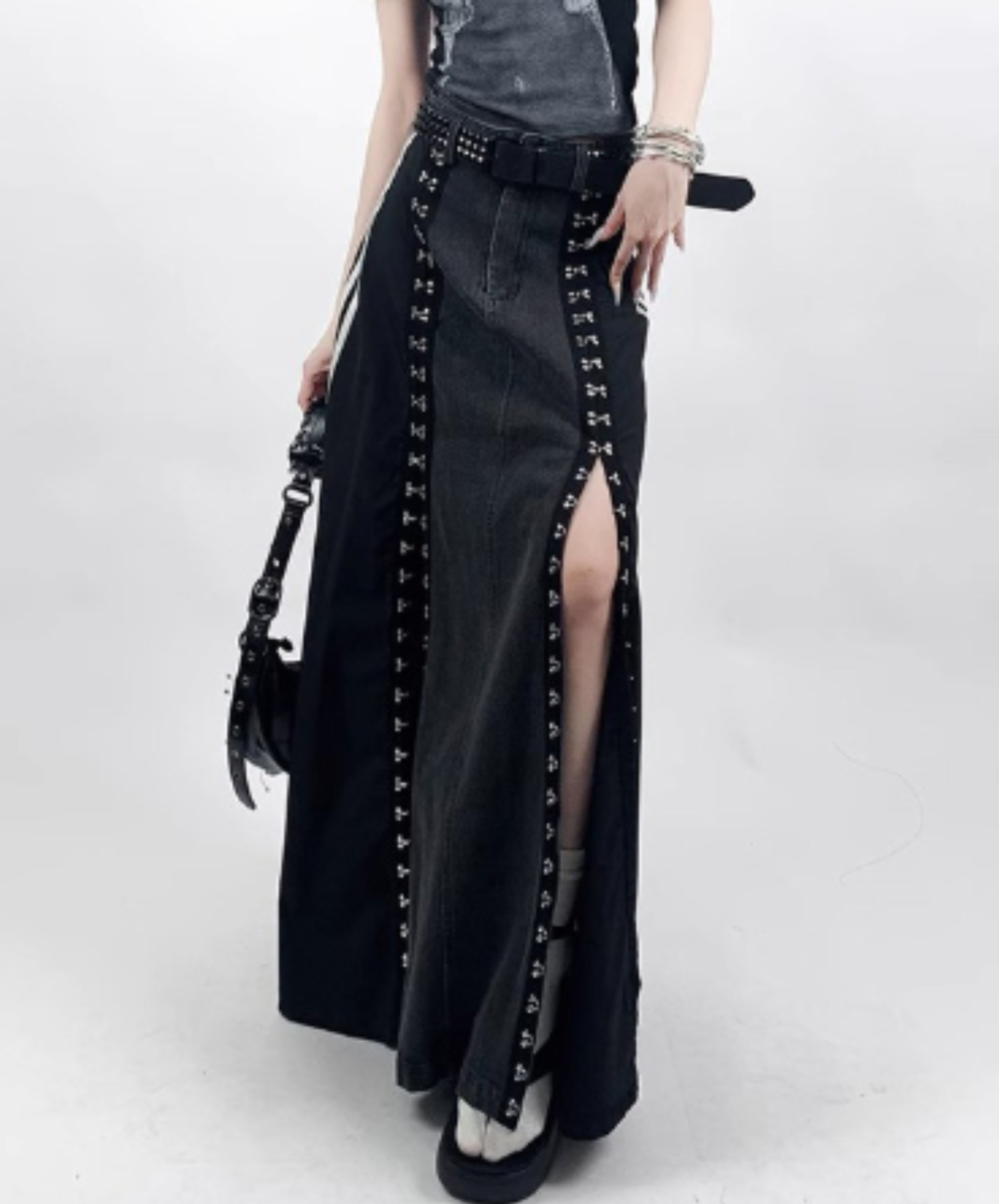 hook slit design long skirt EN2944