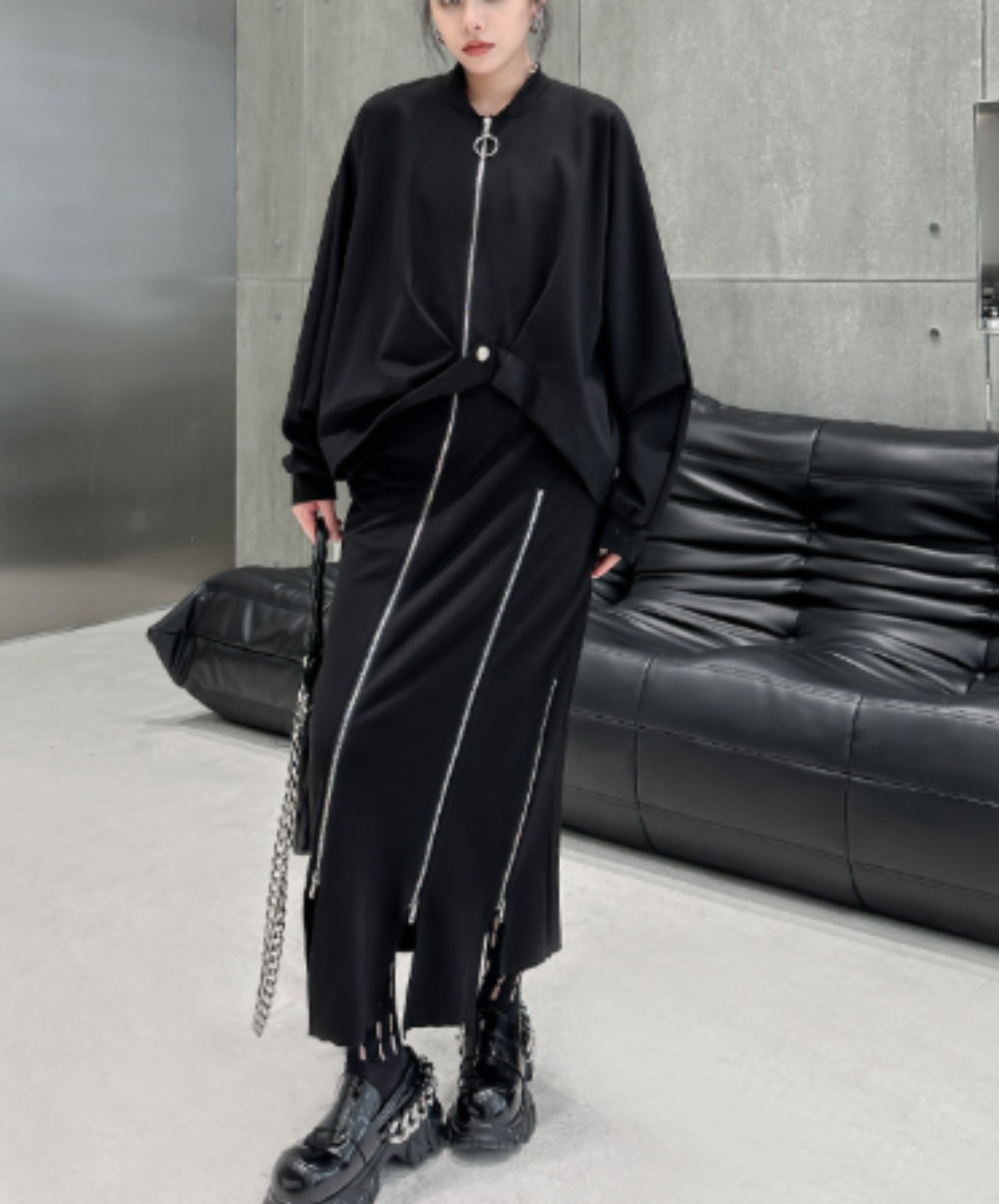 cropped length with ring zipper jacket EN3110