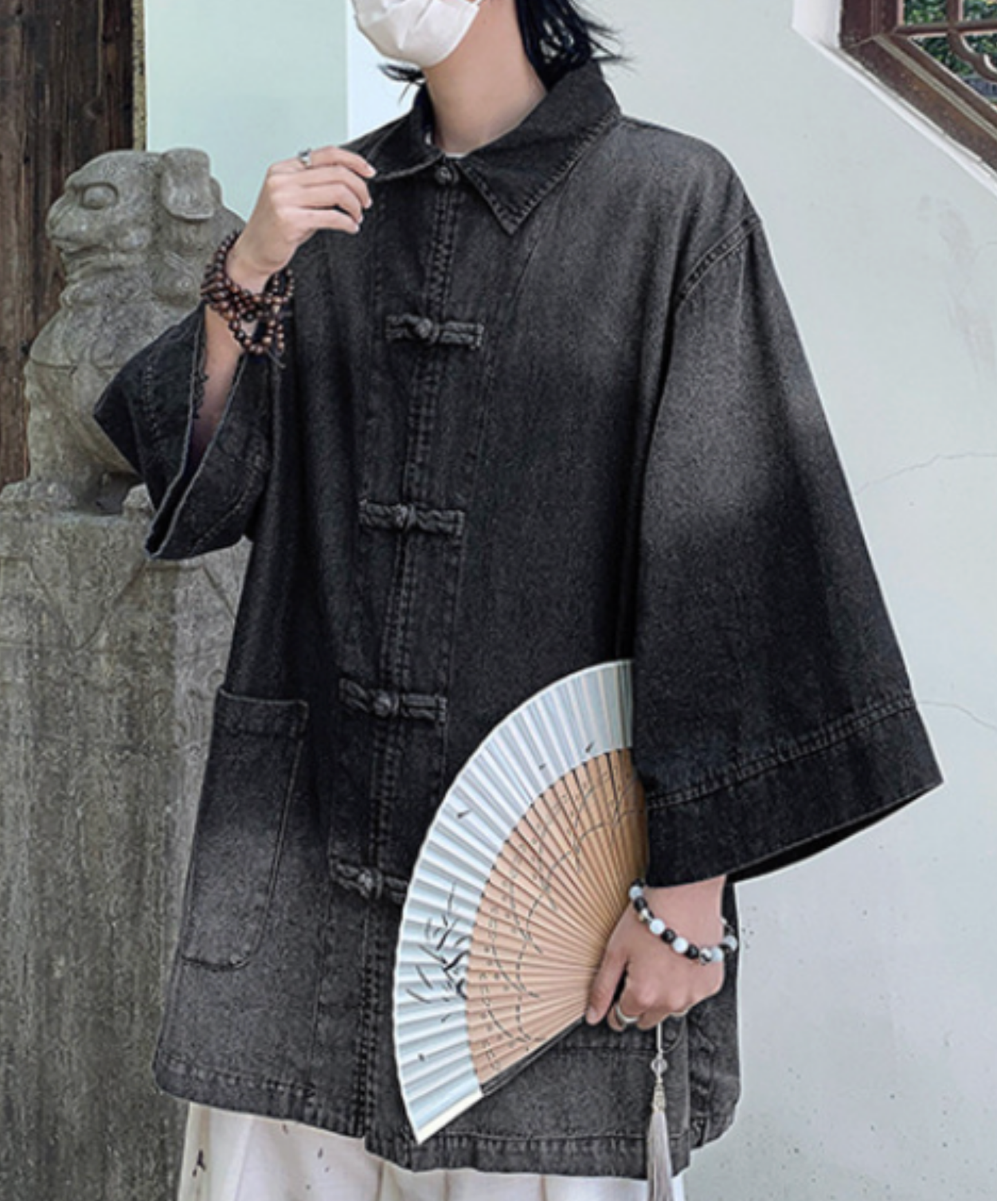 chinese style button gradient shirt EN2780