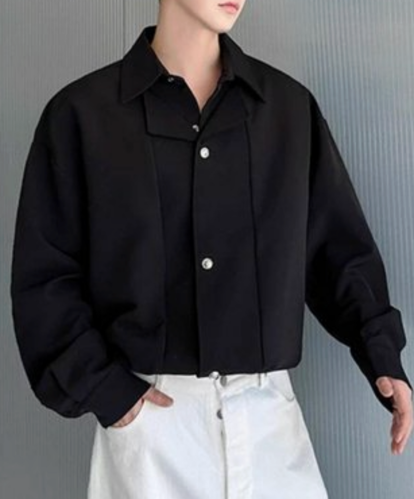 draped fake two-piece suit shirt EN2452