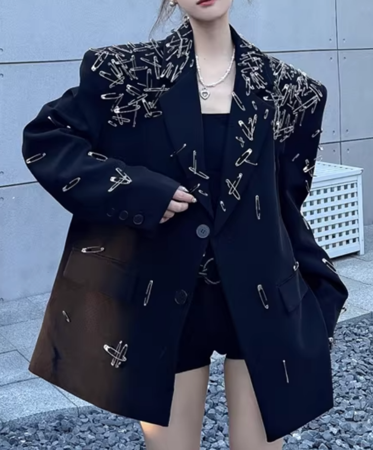 3d safety pin decoration jacket EN2828