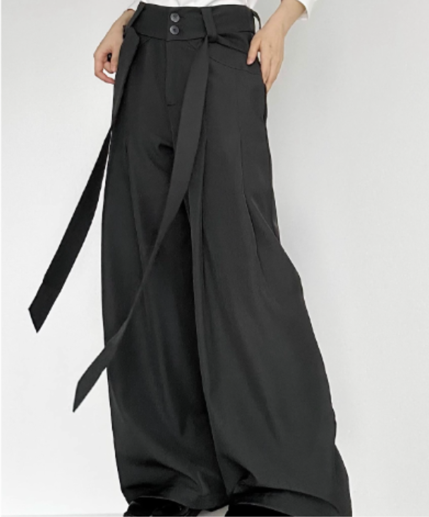 belt design straight casual slacks pants EN2964