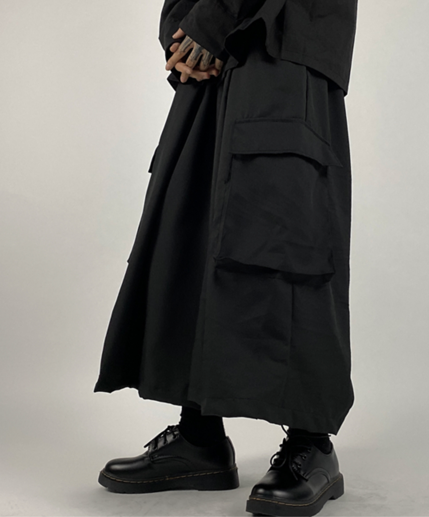 dark loose big pocket wide pants EN2394