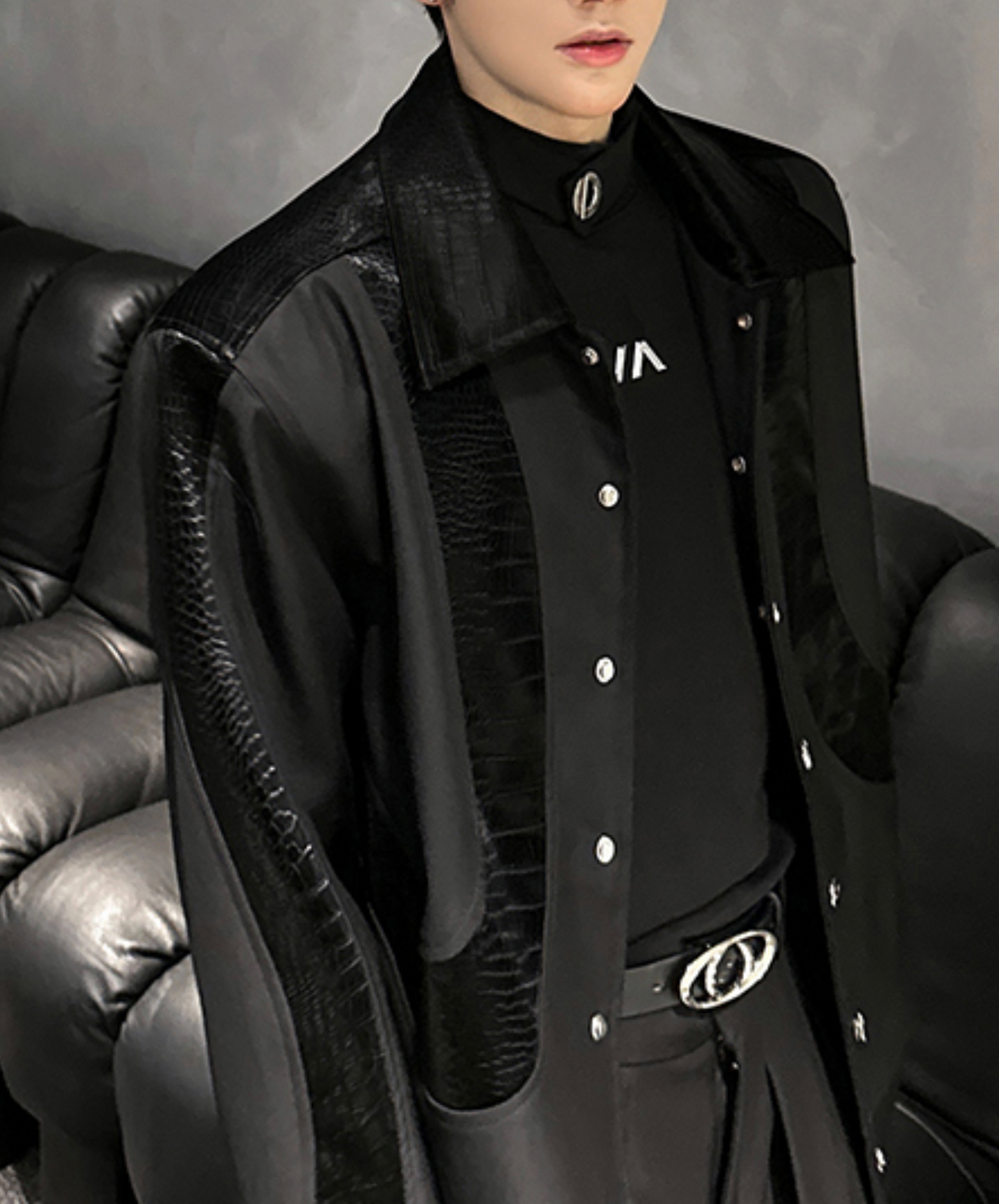 retro pu snakeskin pattern jacket EN2494