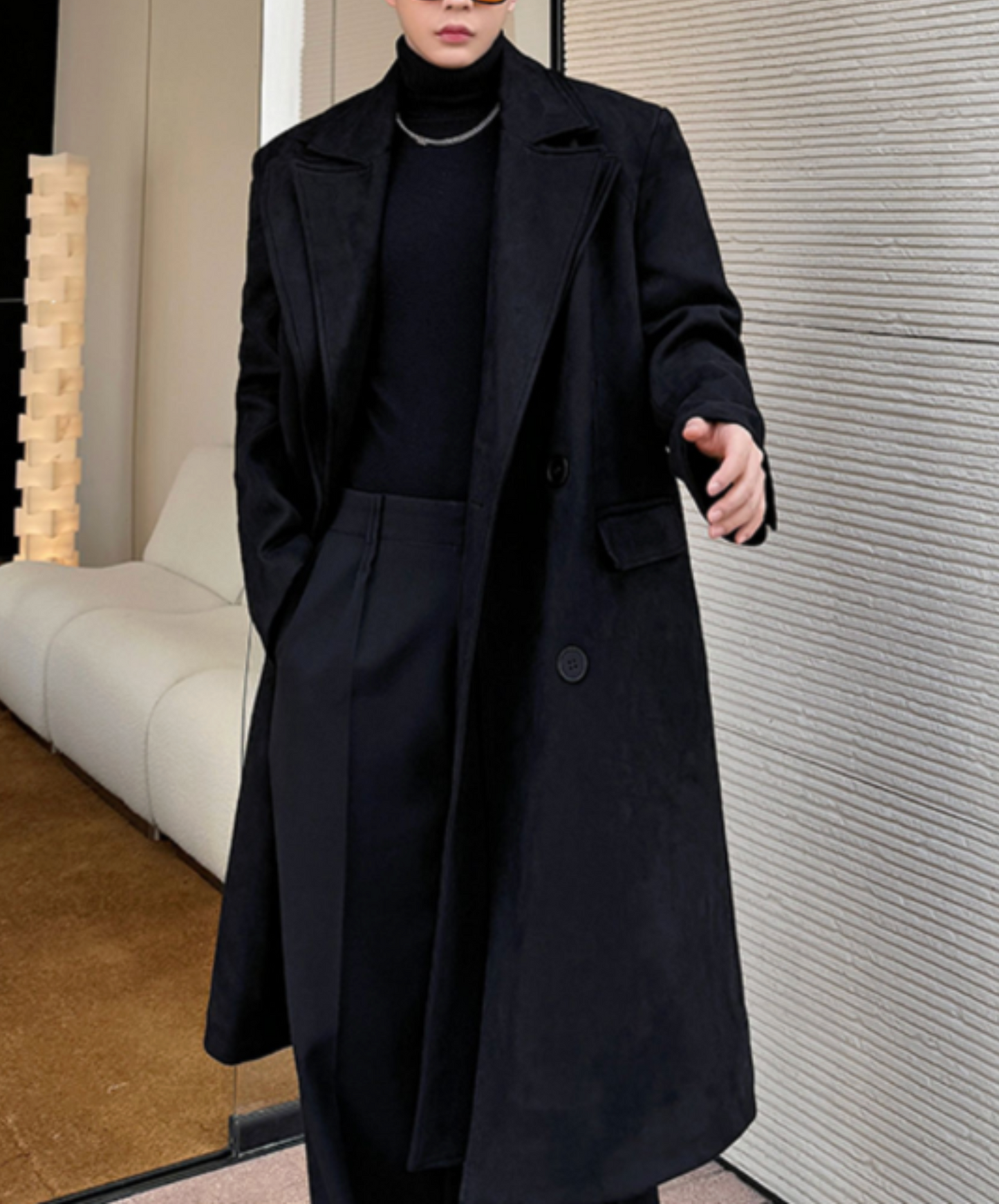 double-breasted long coat EN2529