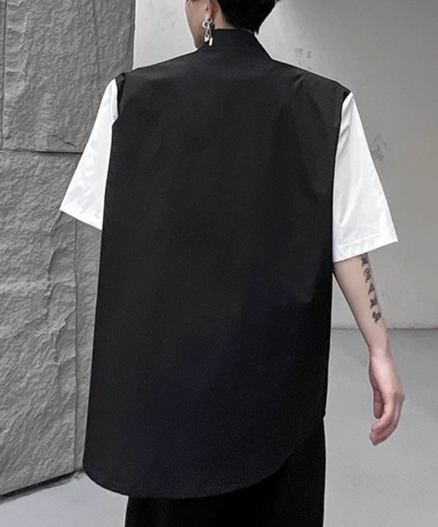 dark double zipper x design shirt EN2865