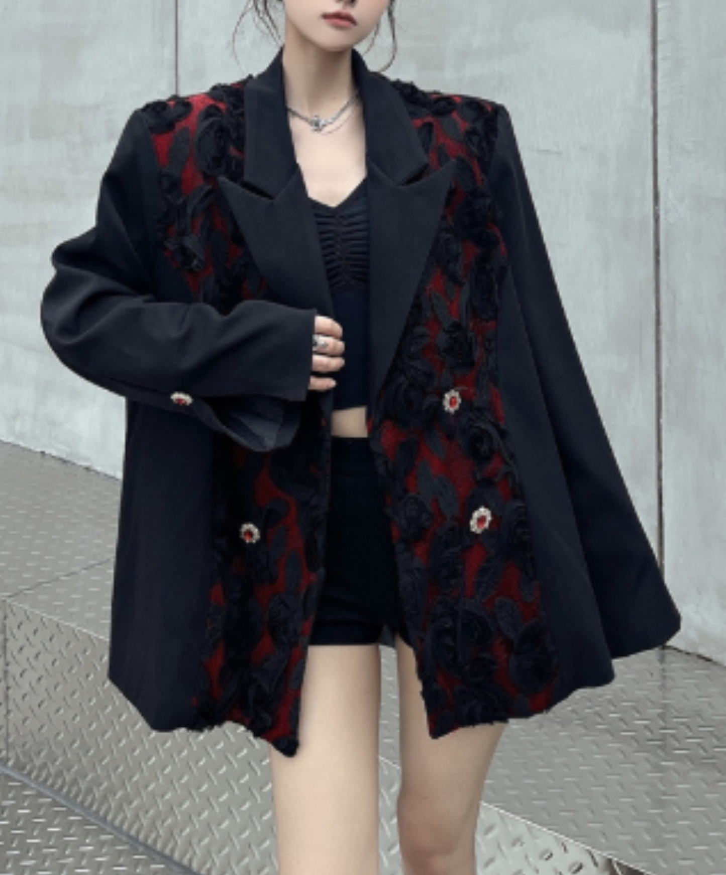 elegant rose motif jacket EN3092