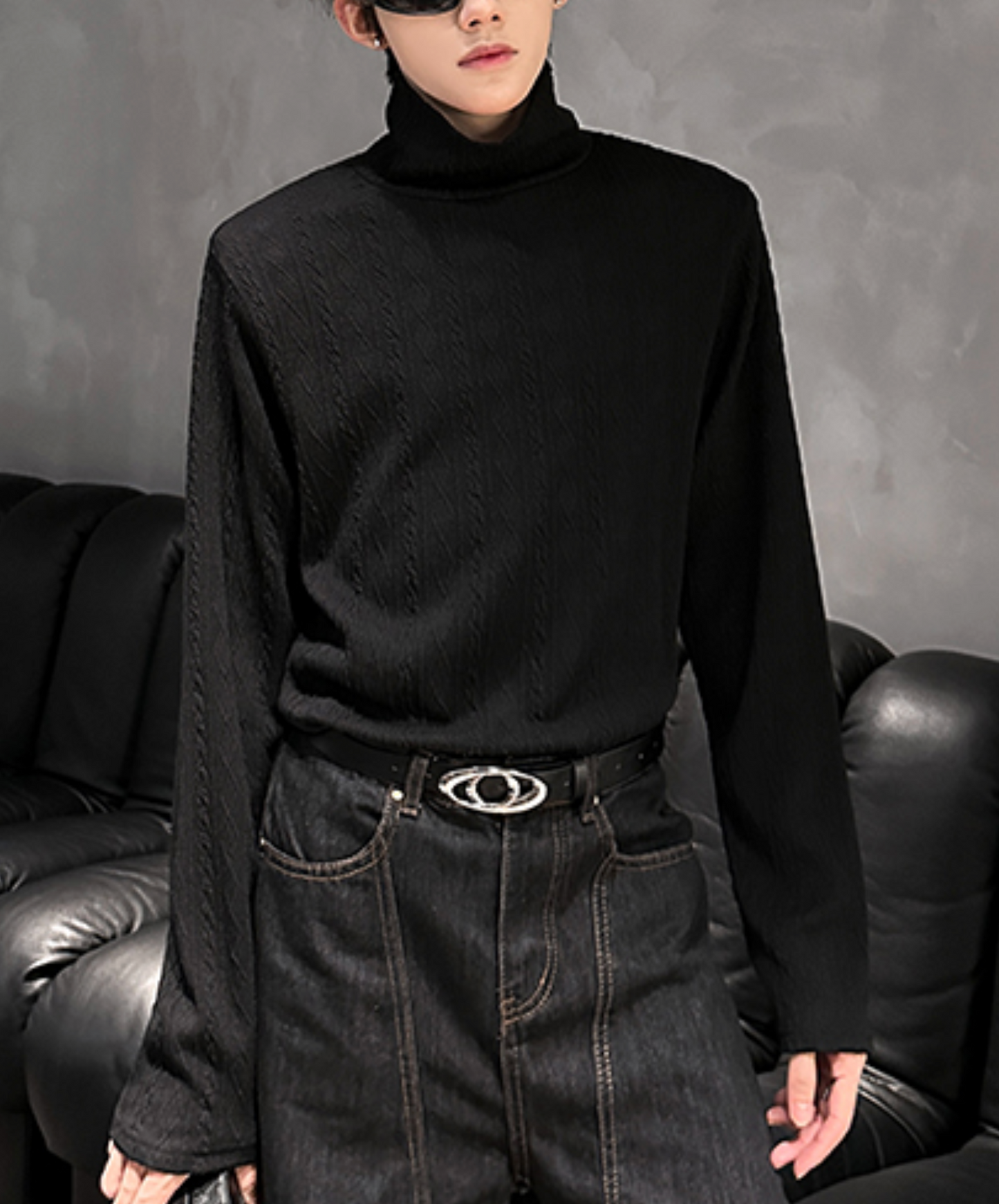 relaxed jacquard turtleneck t-shirt EN2520