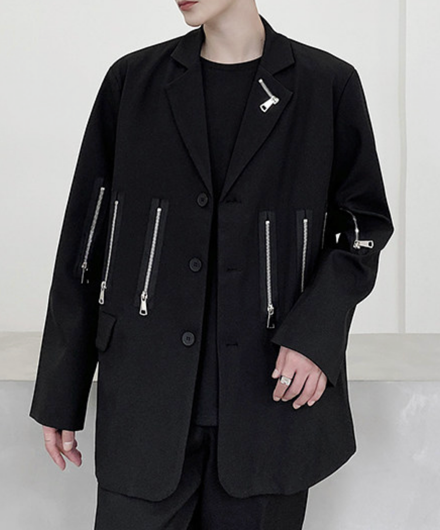 multiple metal zipper decoration jacket EN2754