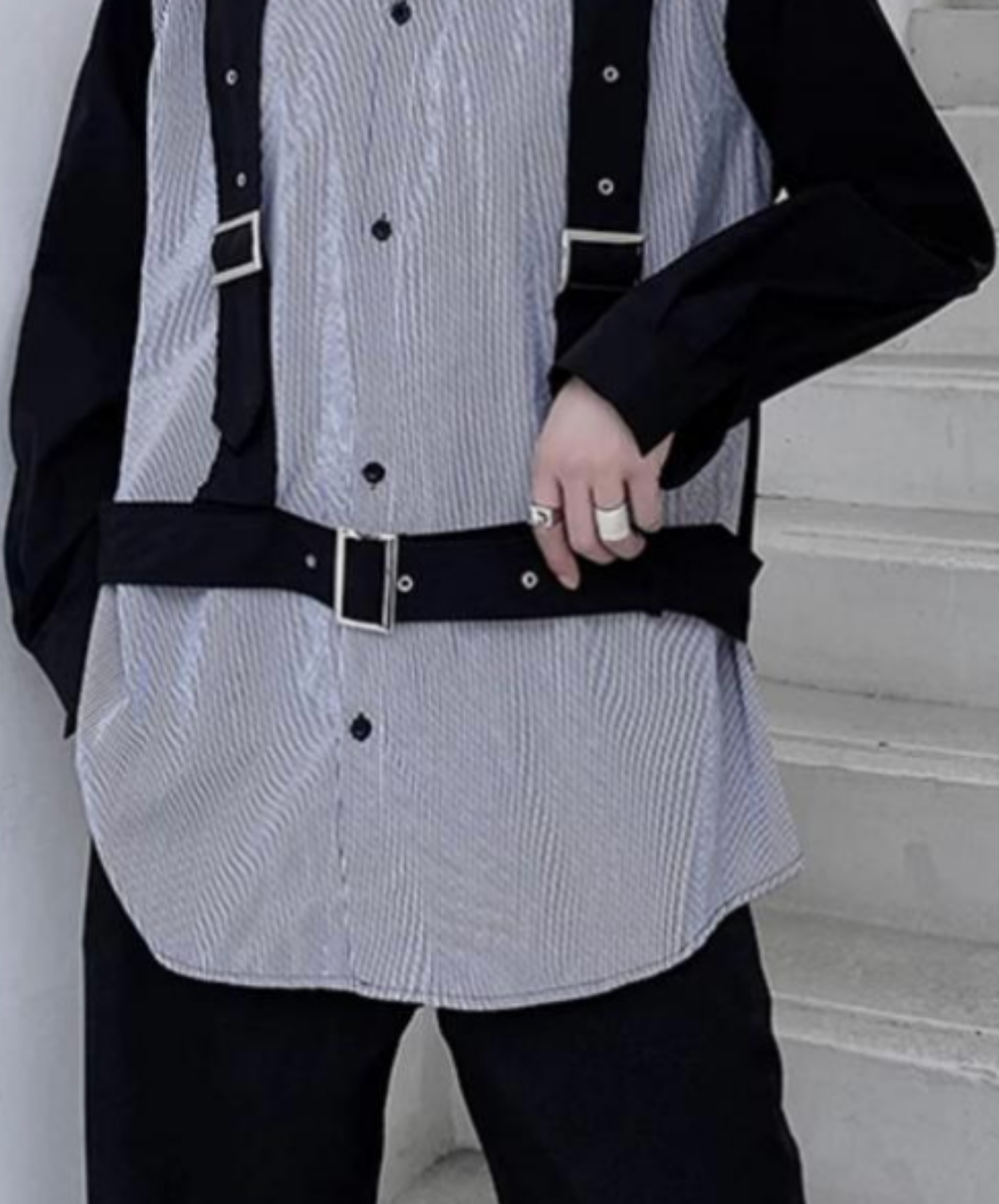 extra-thick belt with decorative stripes shirt EN2843