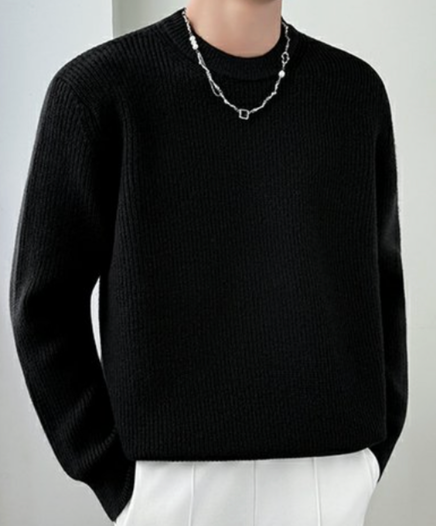 chunky knit crew neck sweater EN2542