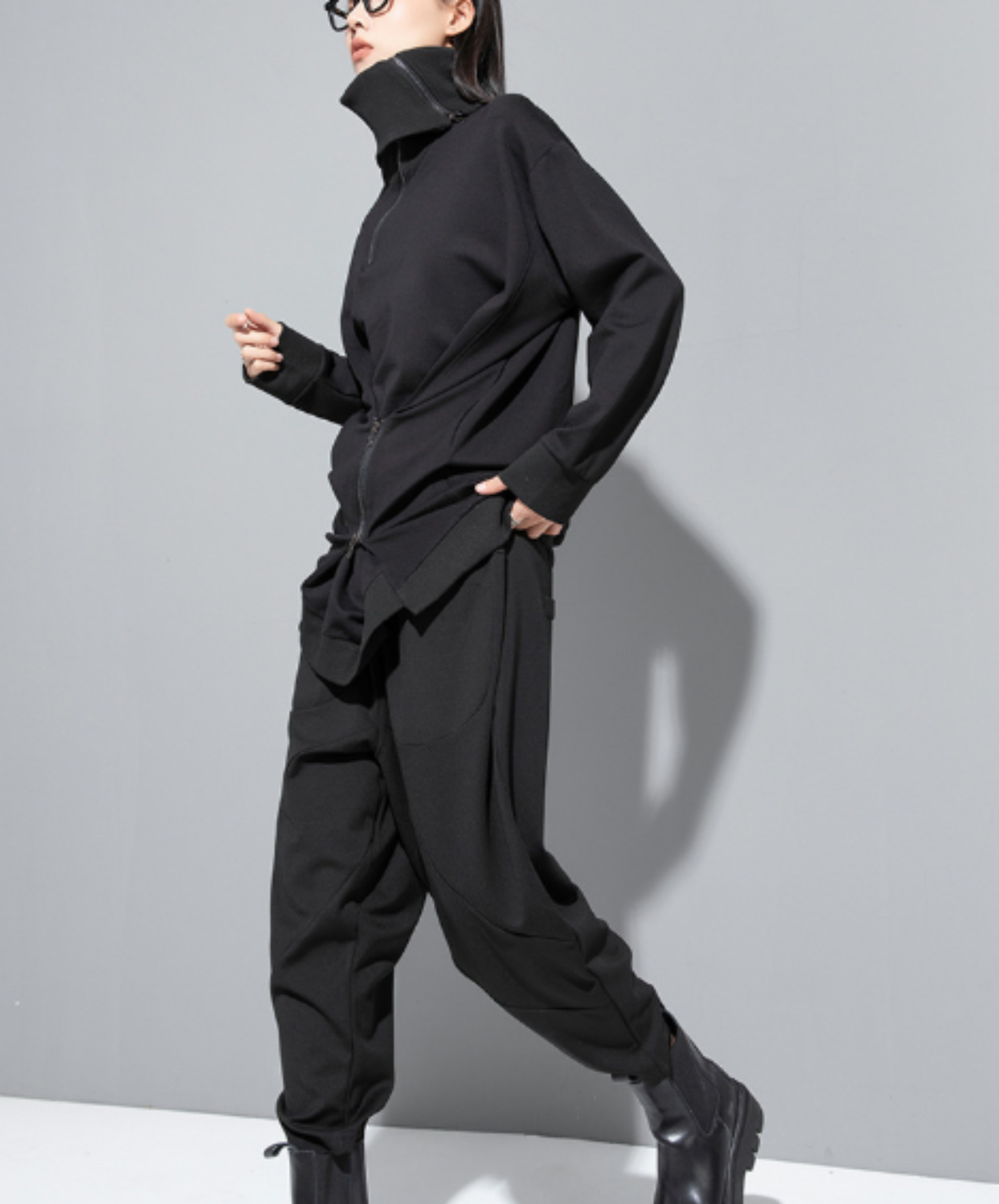 dark extra-high neck zipper sweatshirt EN3120