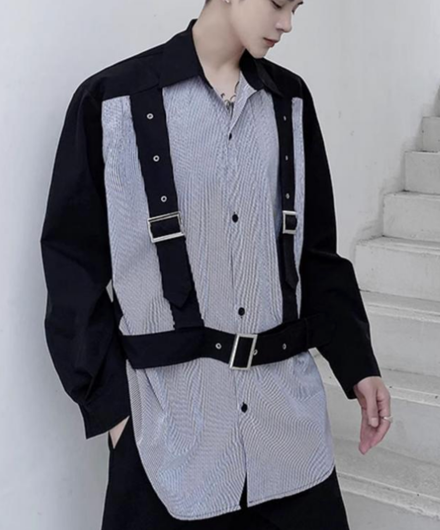 extra-thick belt with decorative stripes shirt EN2843