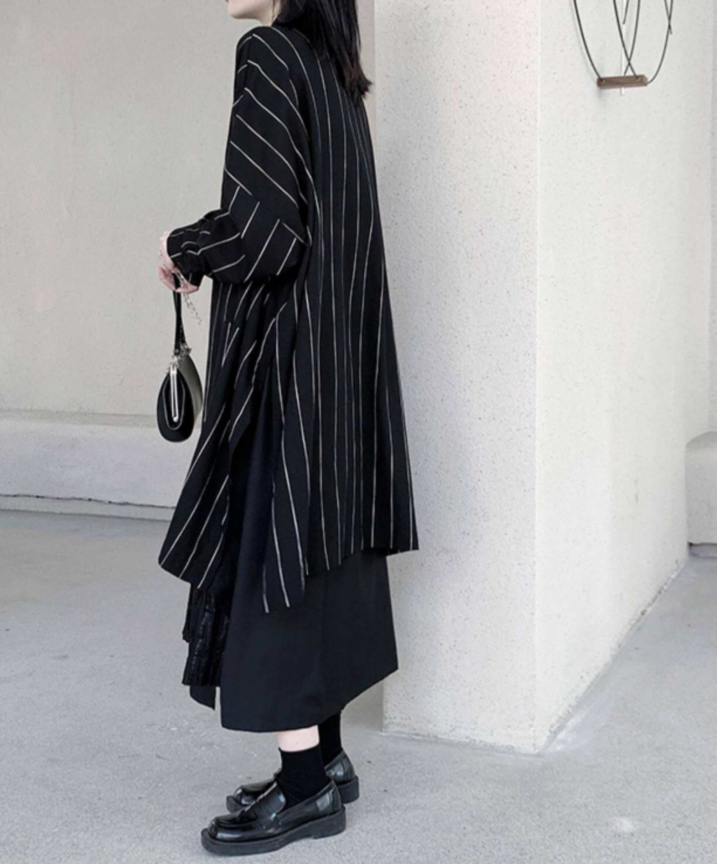 dark big silhouette stripe long shirt EN2777