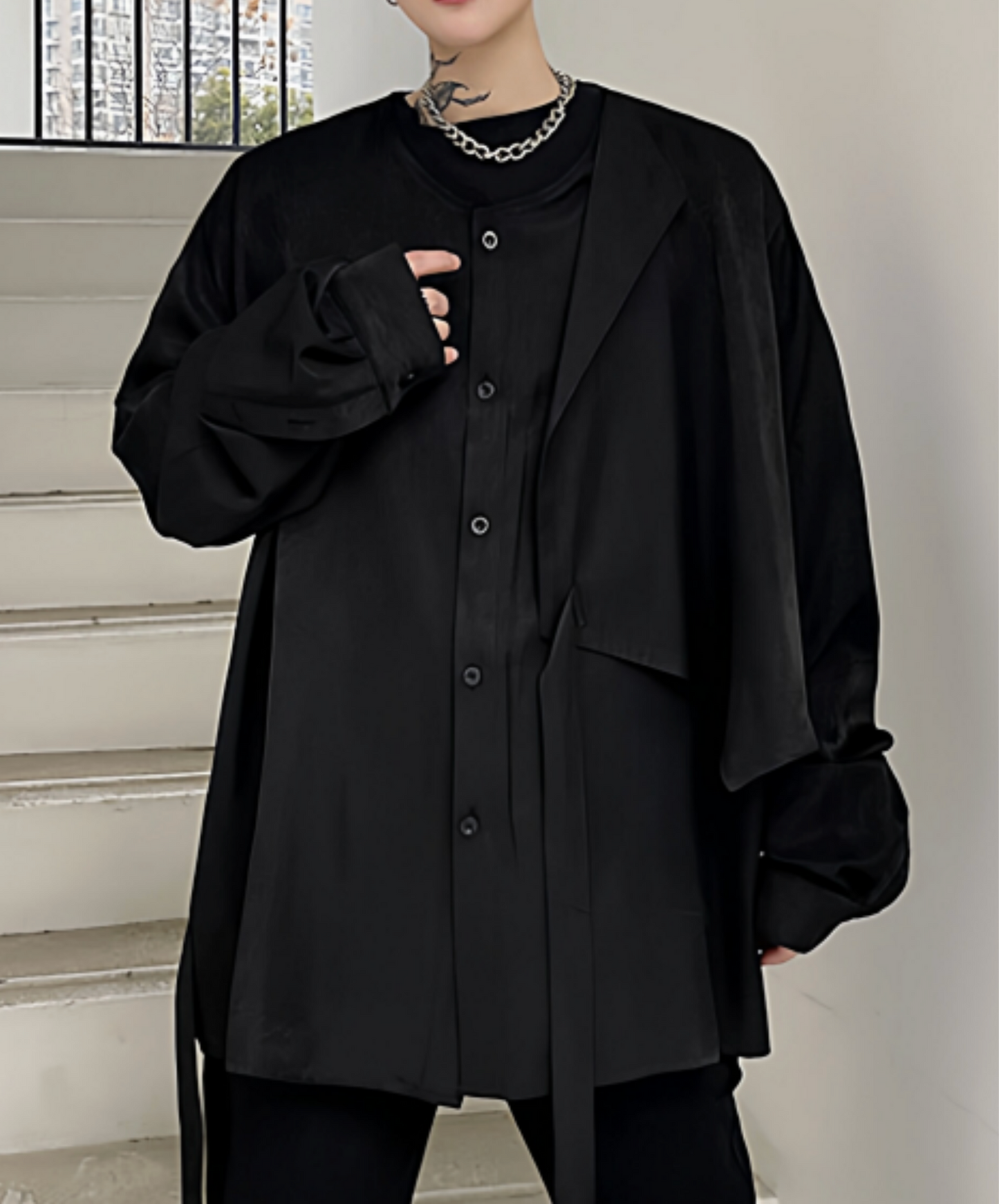 dark asymmetrical front shirt EN2763