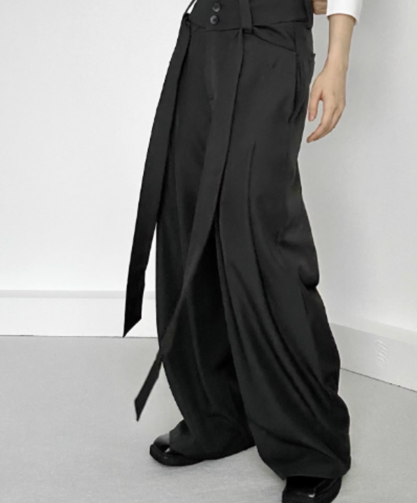 belt design straight casual slacks pants EN2964