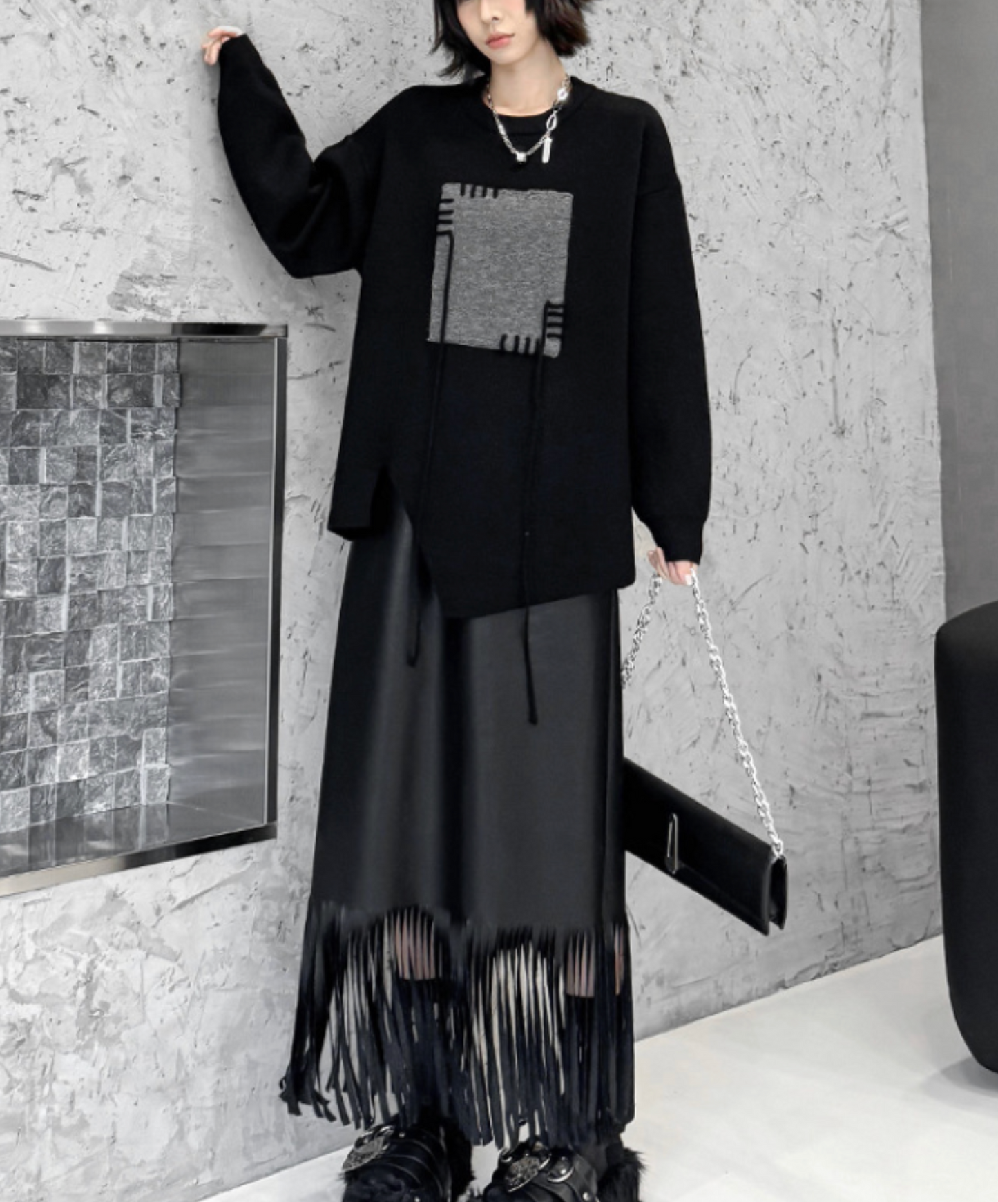 jacquard stitched motif sweater EN2469