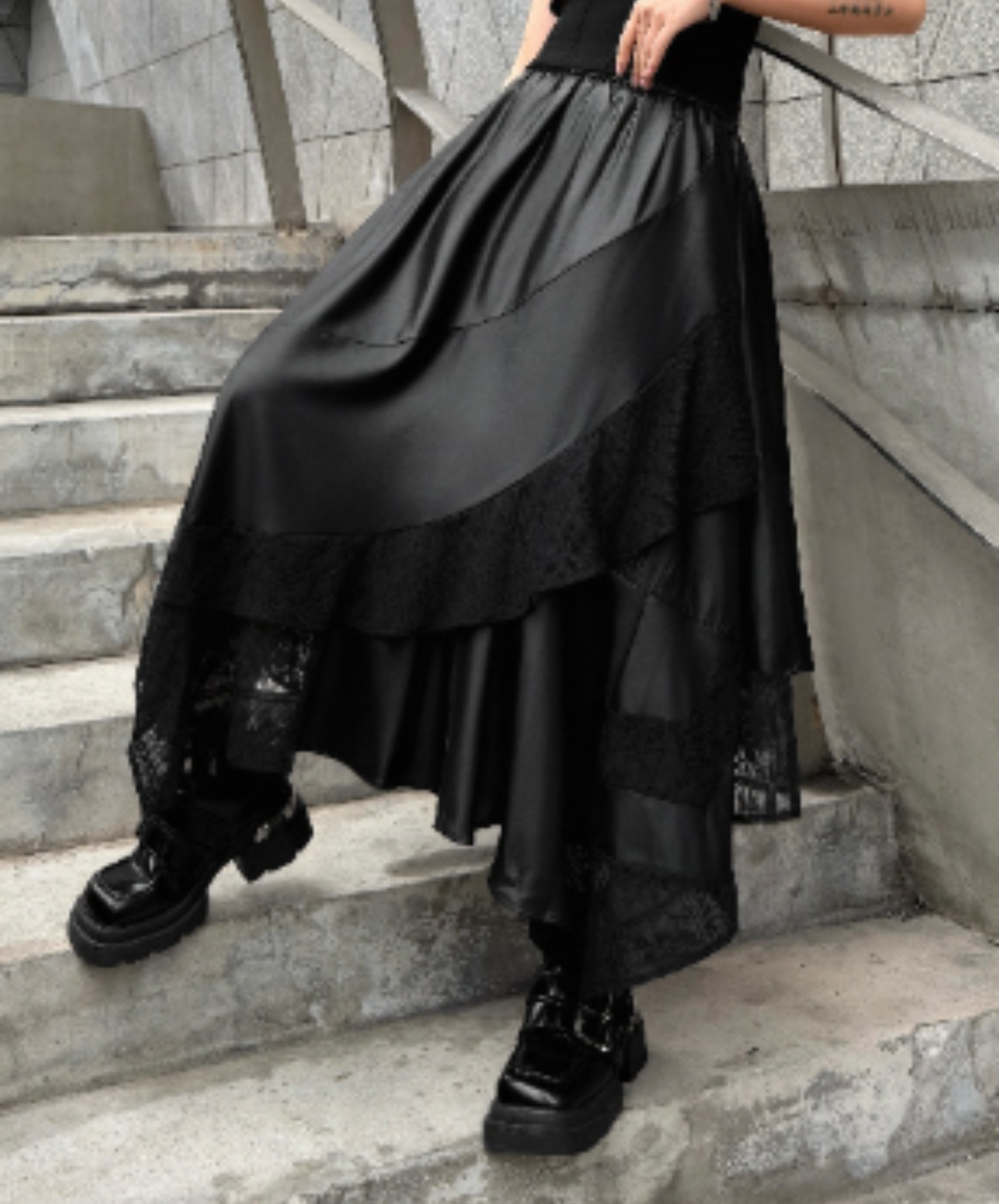 Irregular patchwork midi skirt EN2954