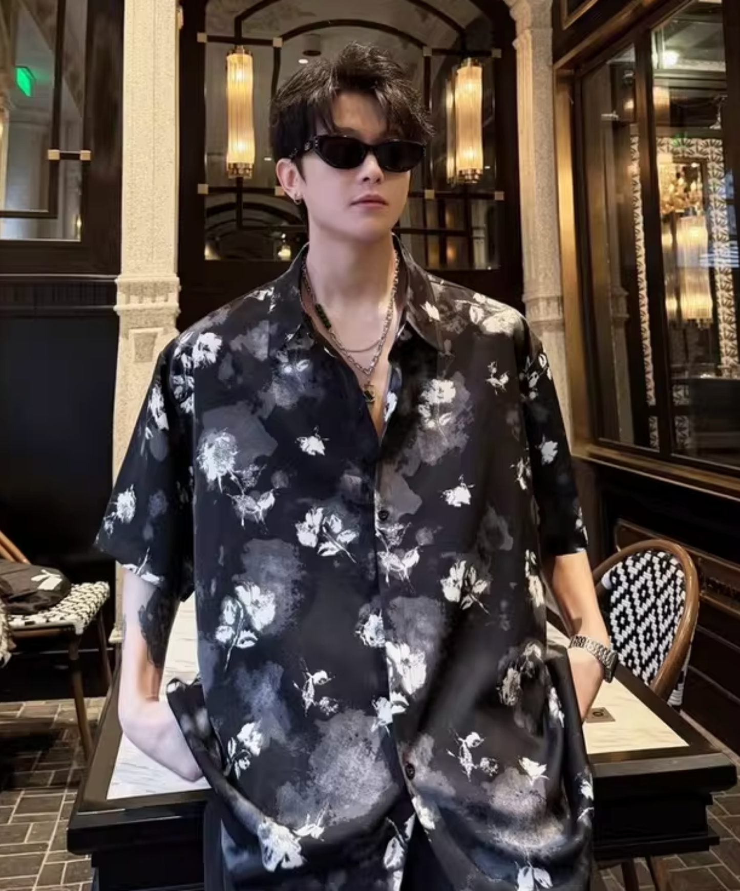 retro floral tie-dye shirt EN2791