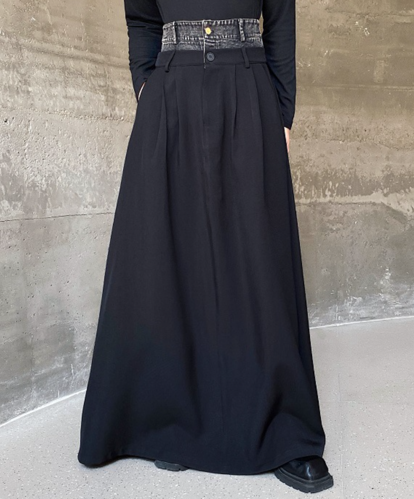 dark double waist long skirt EN1519