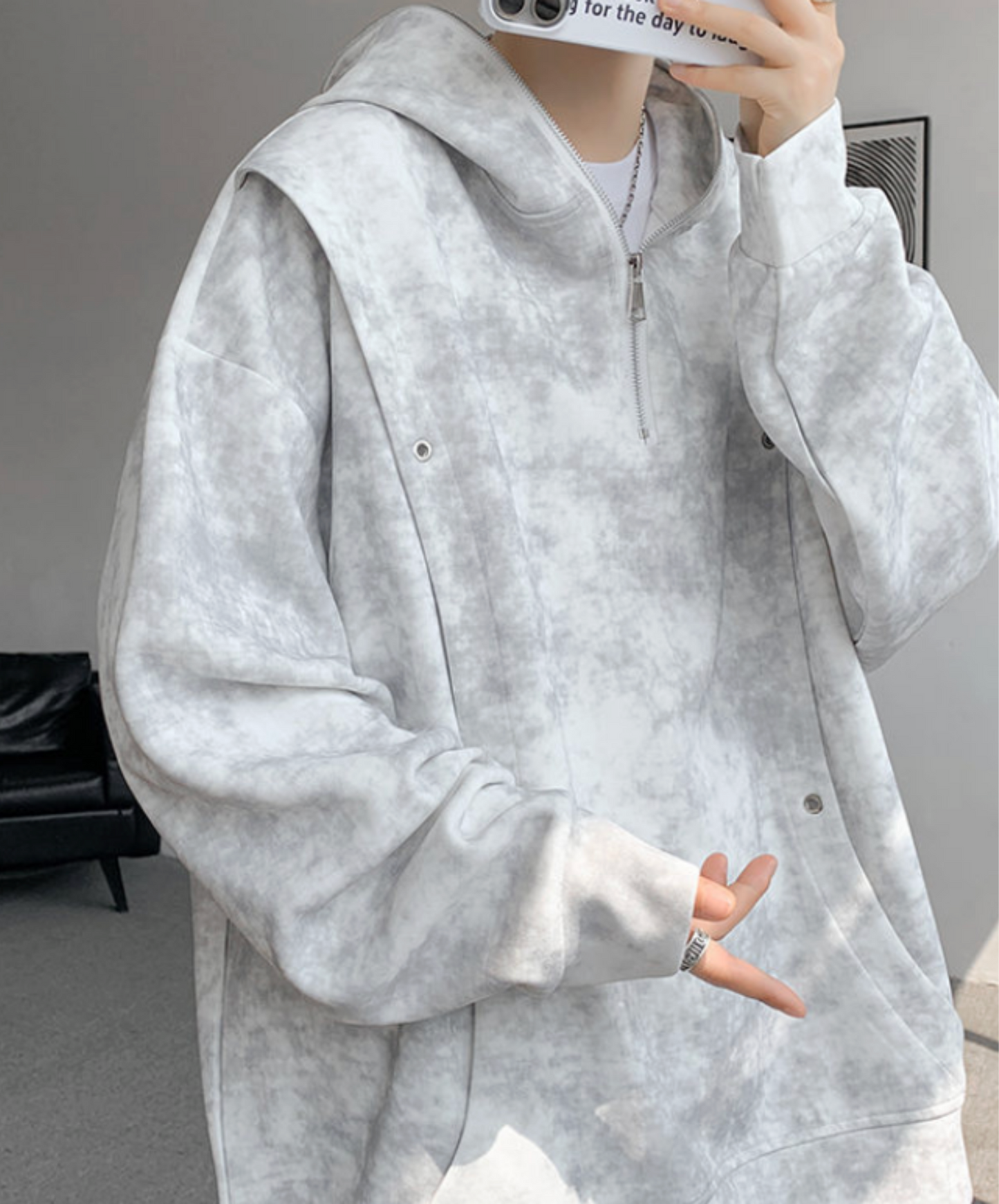 tie-dyed, thick and loose hoodie EN2744