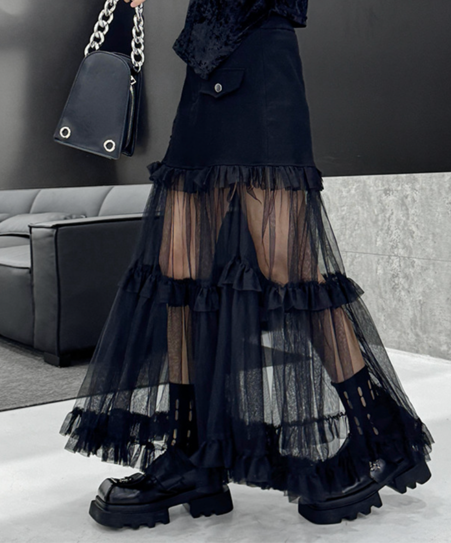 tulle tiered frills skirt EN2306