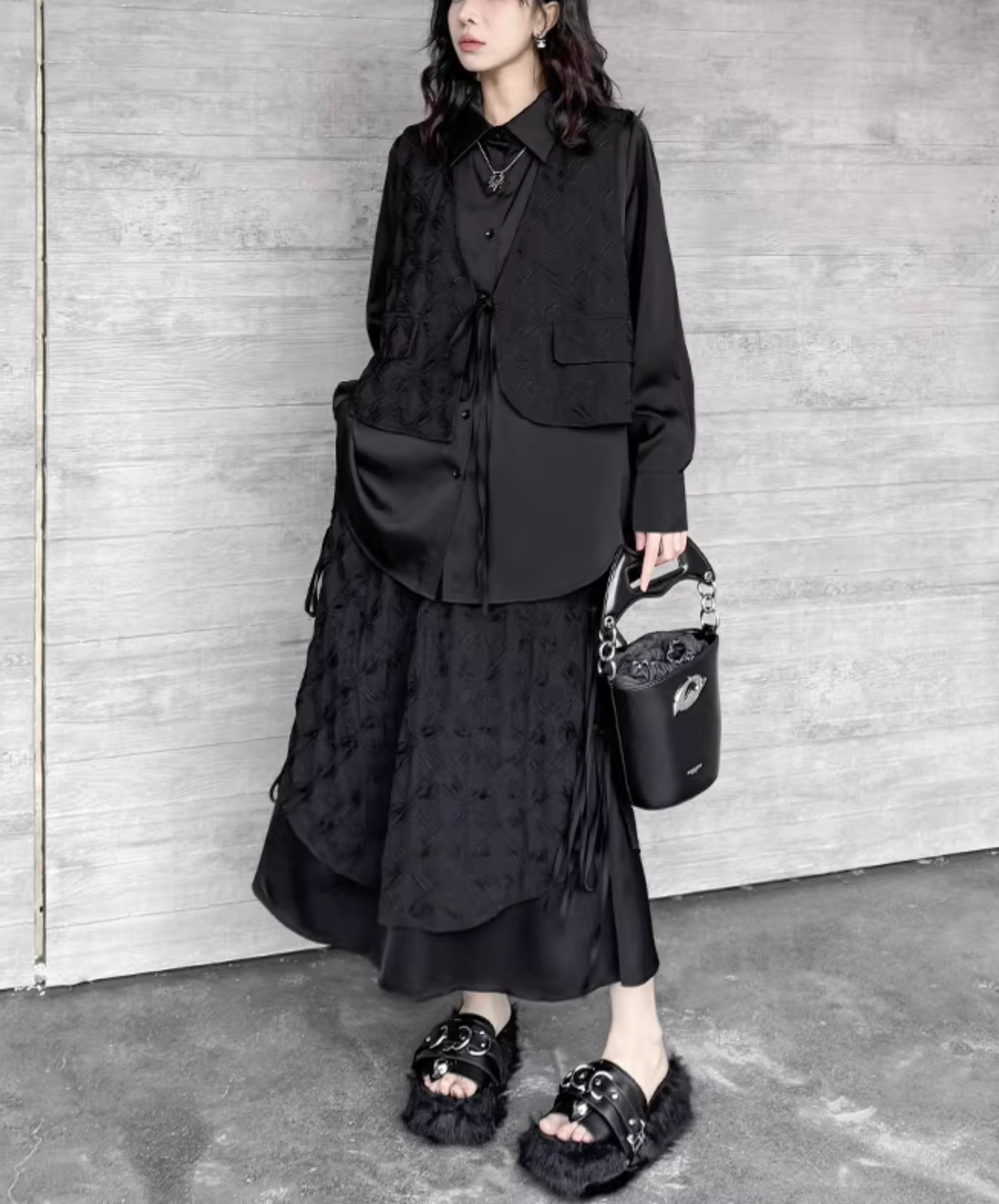 dark fake two-piece irregular style skirt EN2807