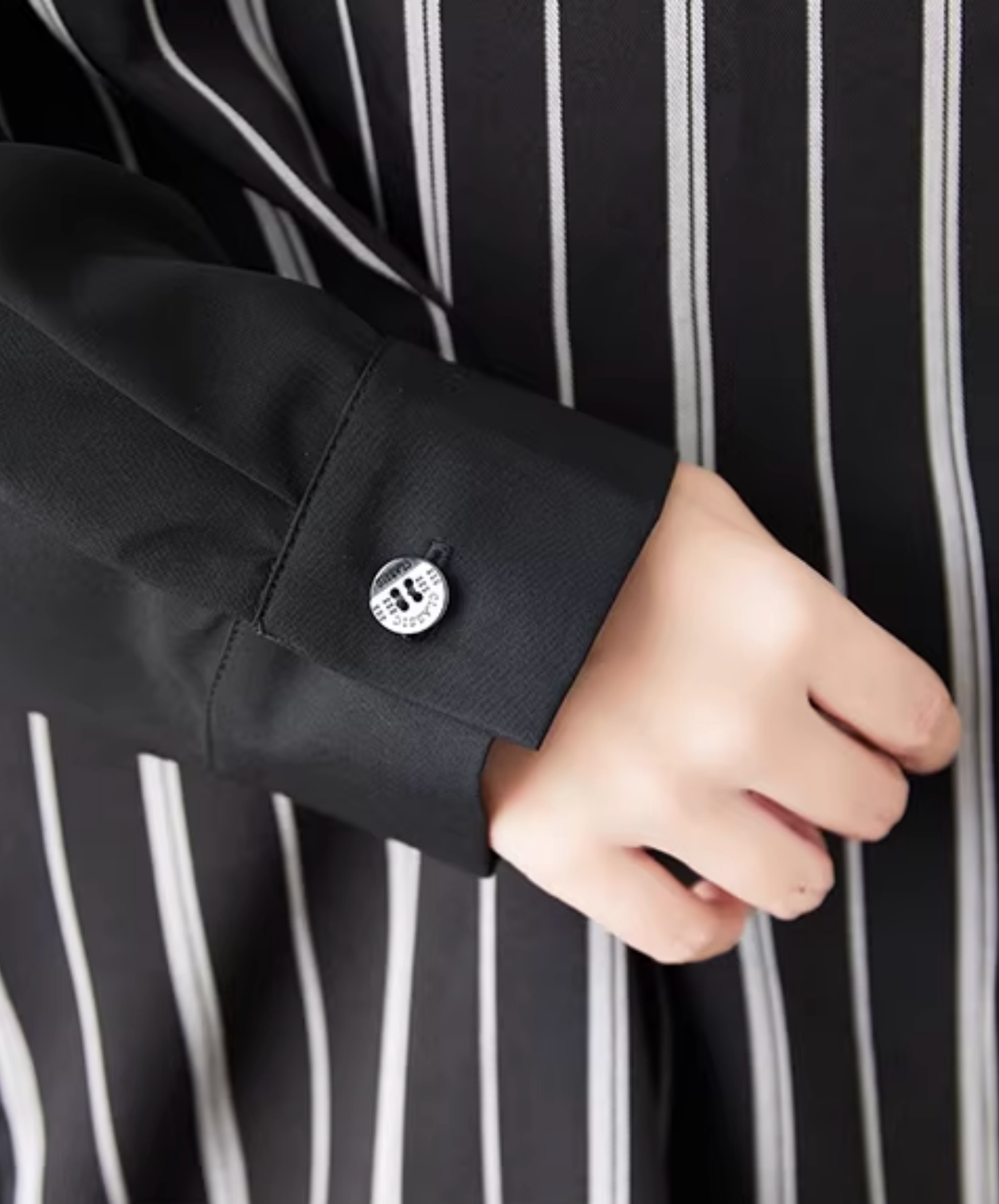 dark striped patchwork mid-length shirt EN2797