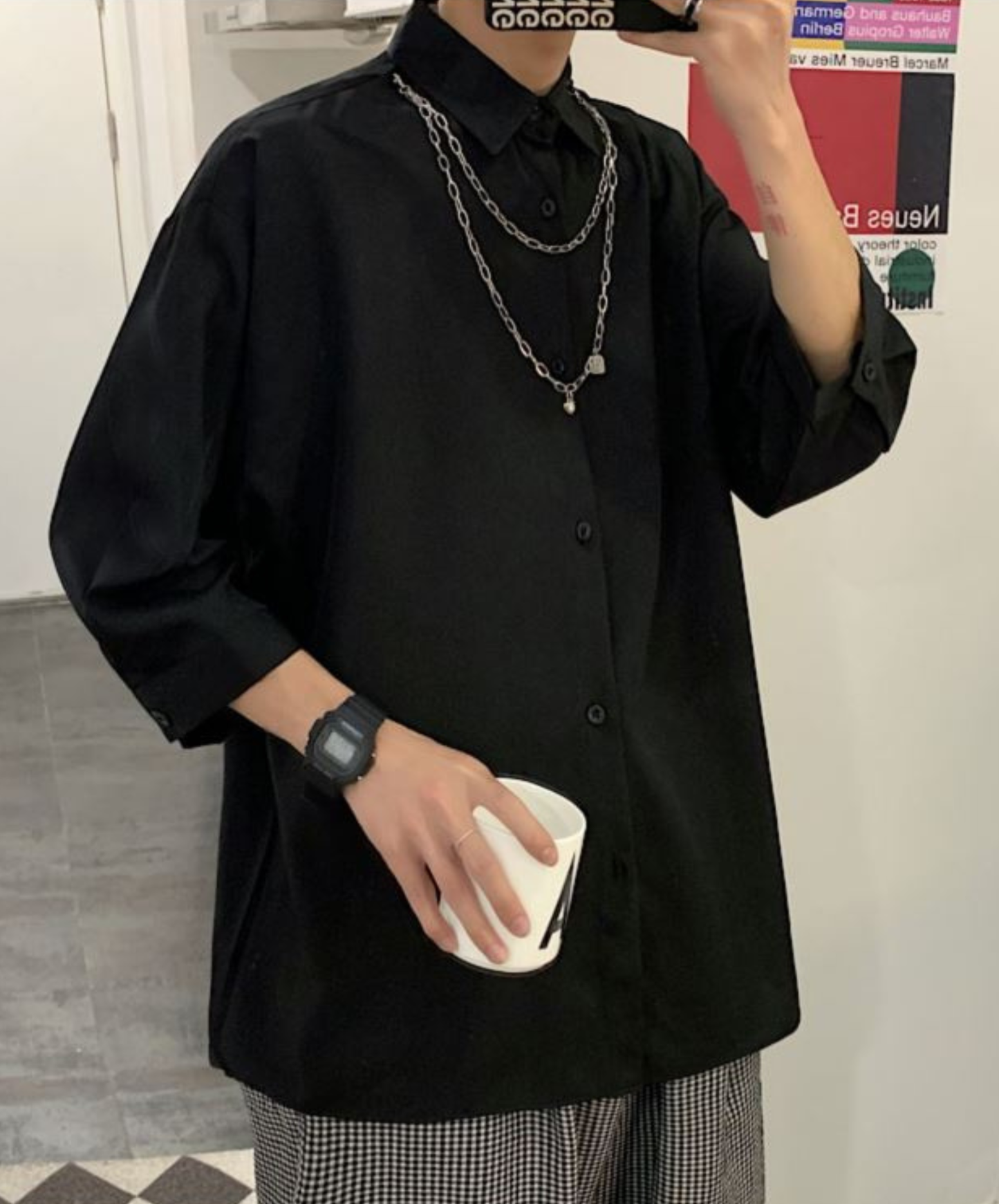 【style96】dark mode outfit set EN2870（jacket + shirt + skirt set）