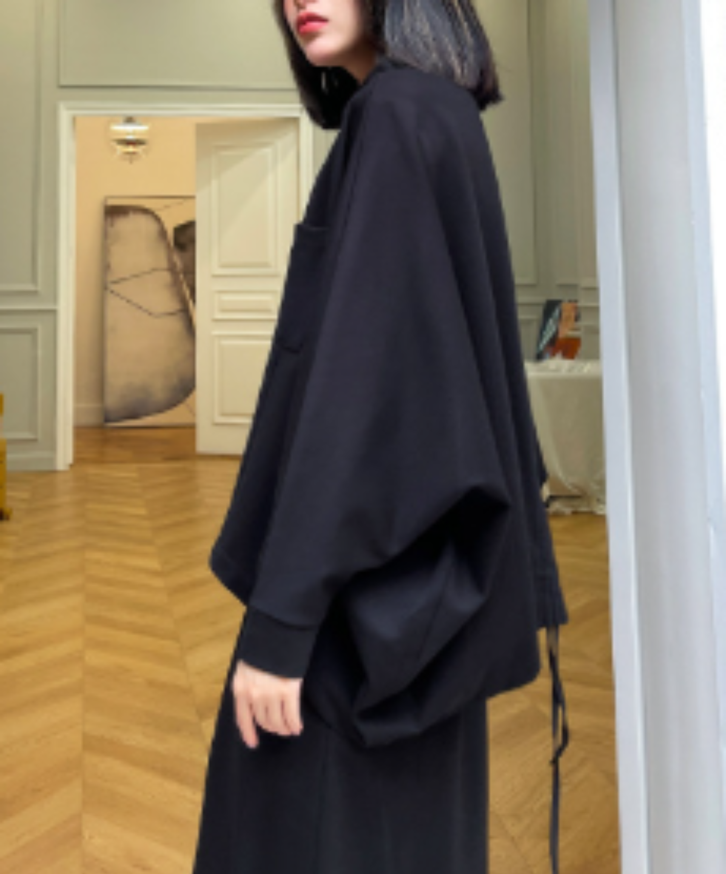 ring-zipper poncho style sweatshirt EN3117