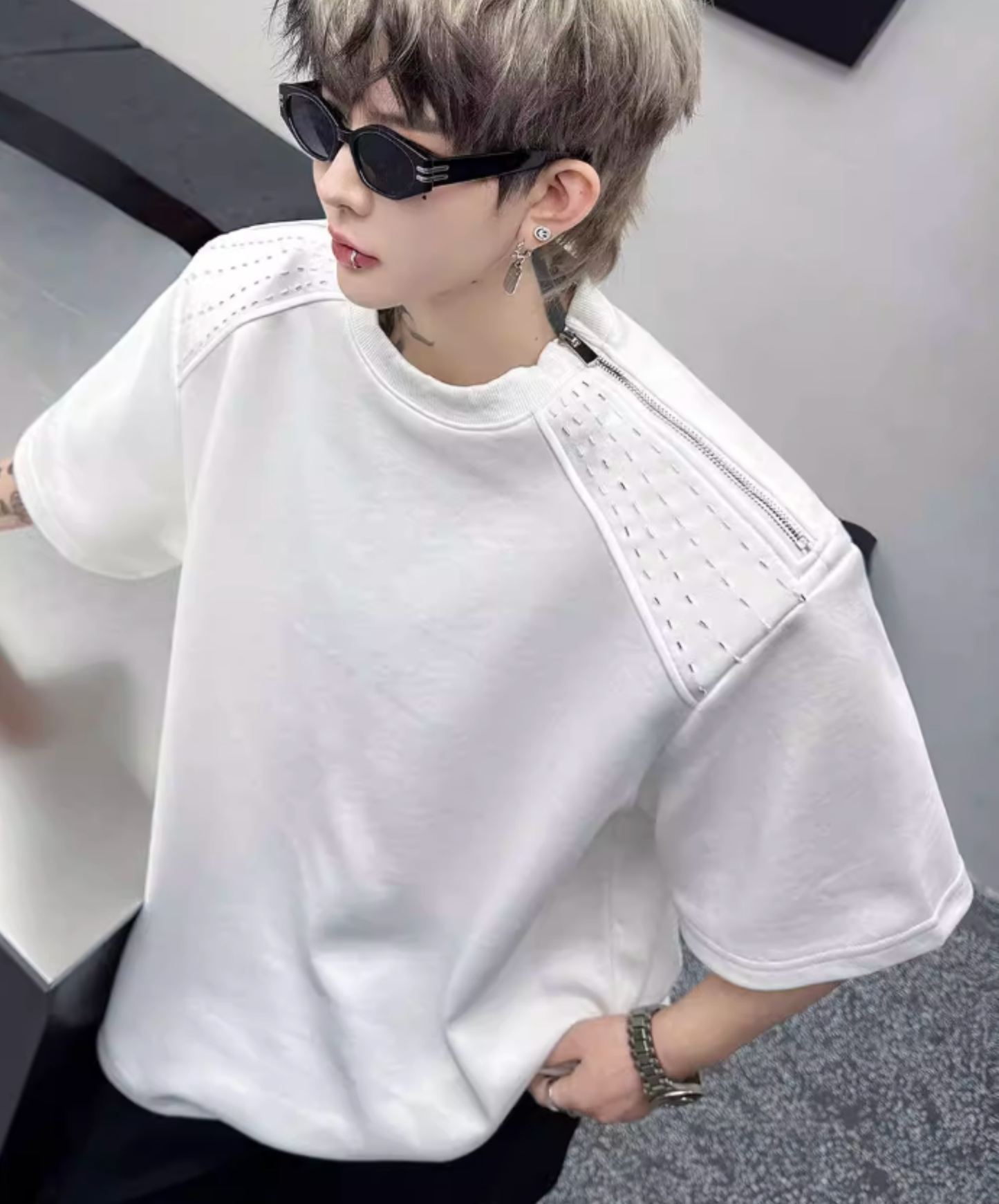 zippered sleeves t-shirt EN2825