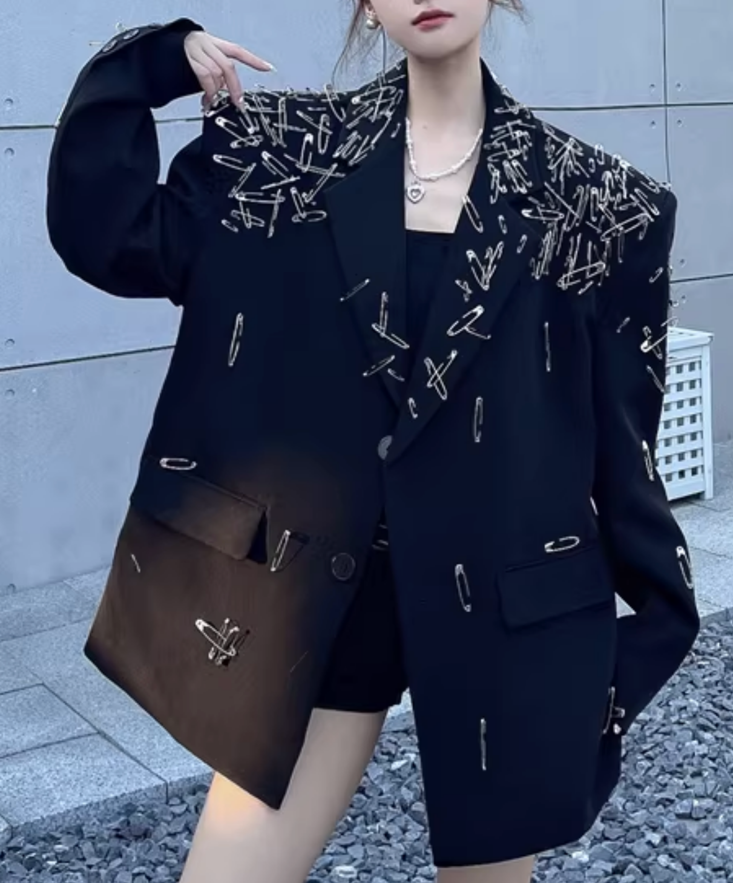 3d safety pin decoration jacket EN2828