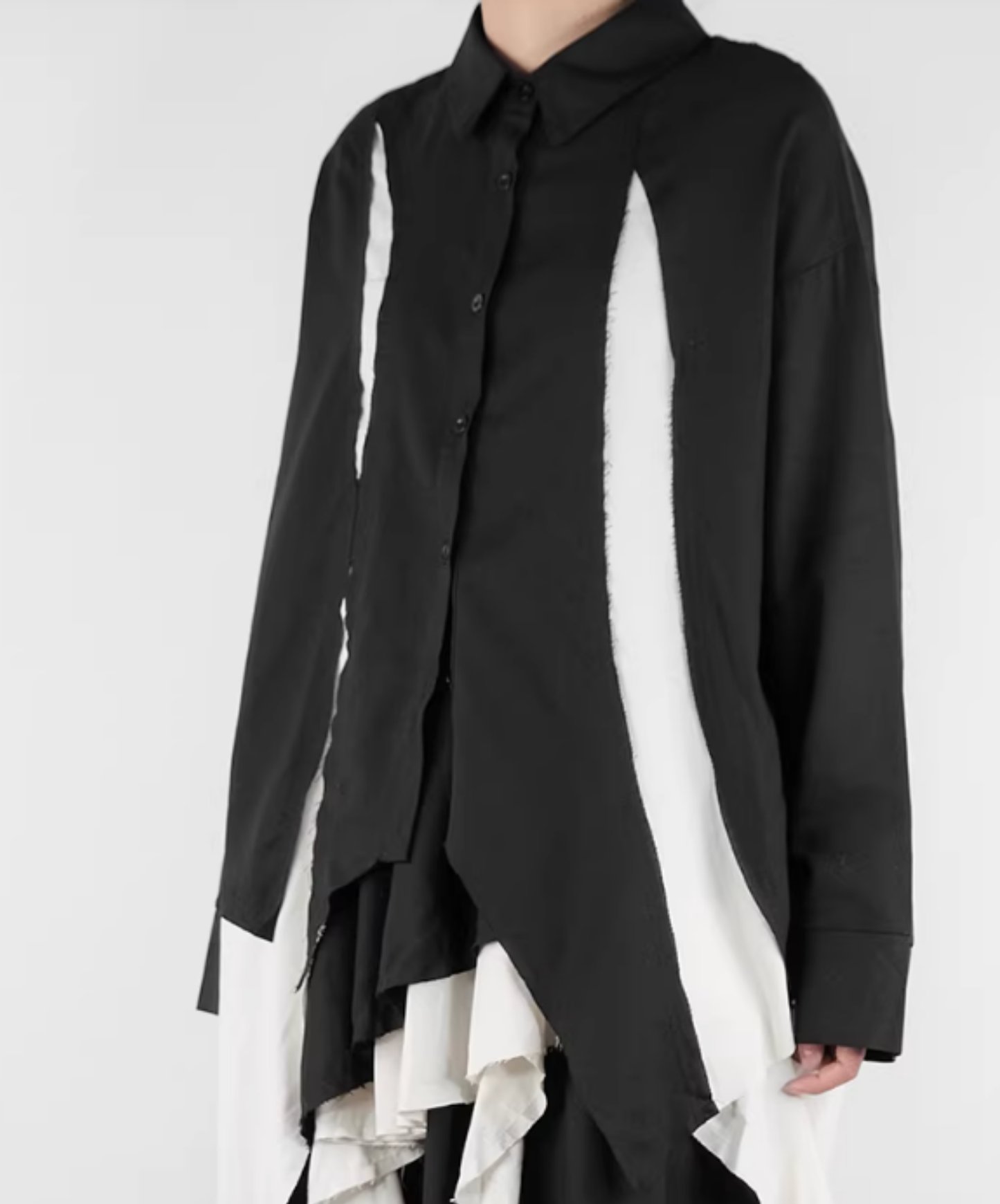 dark Irregular fringe color block shirt EN2808
