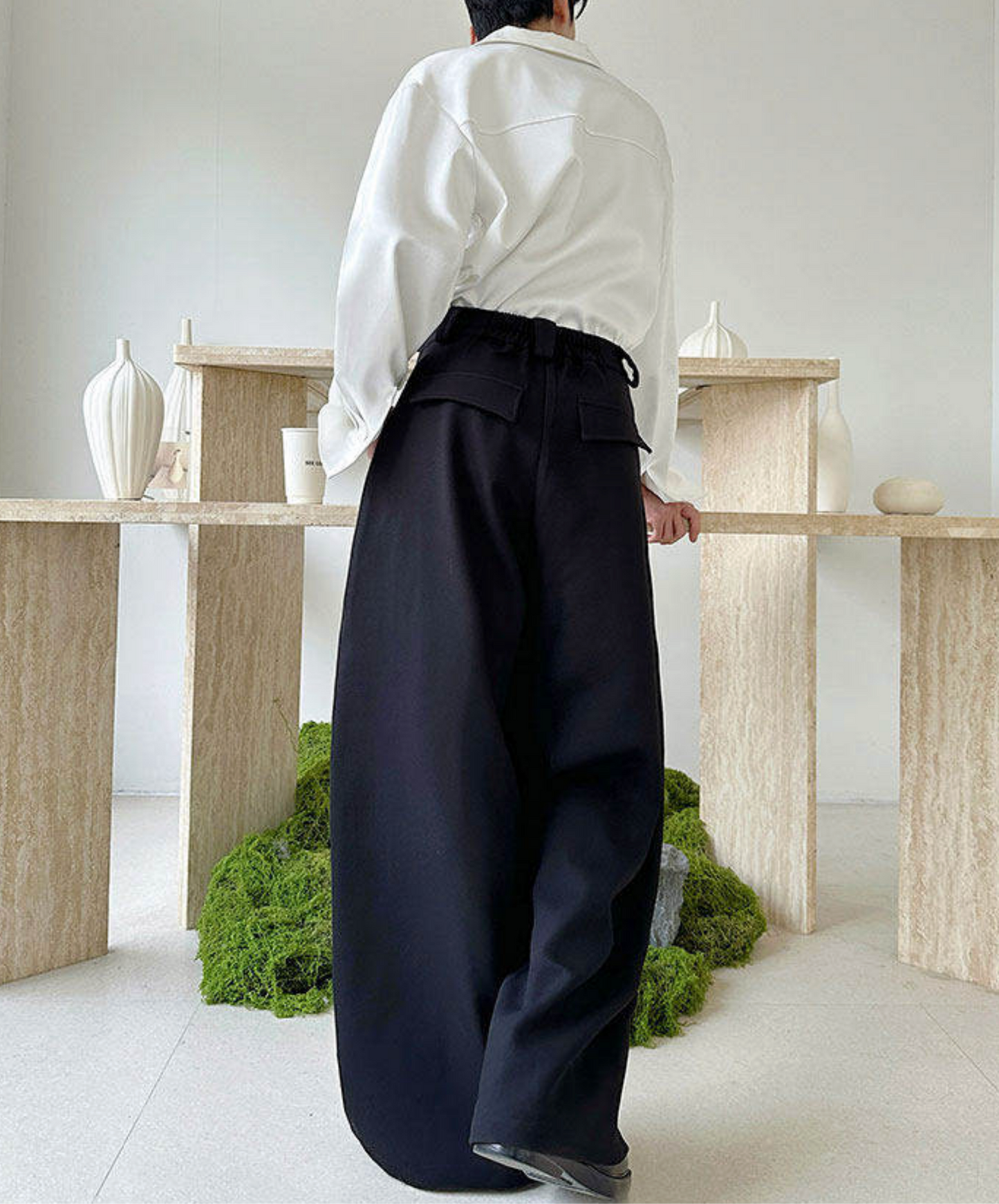 mid-high waist simple wide pants EN2711
