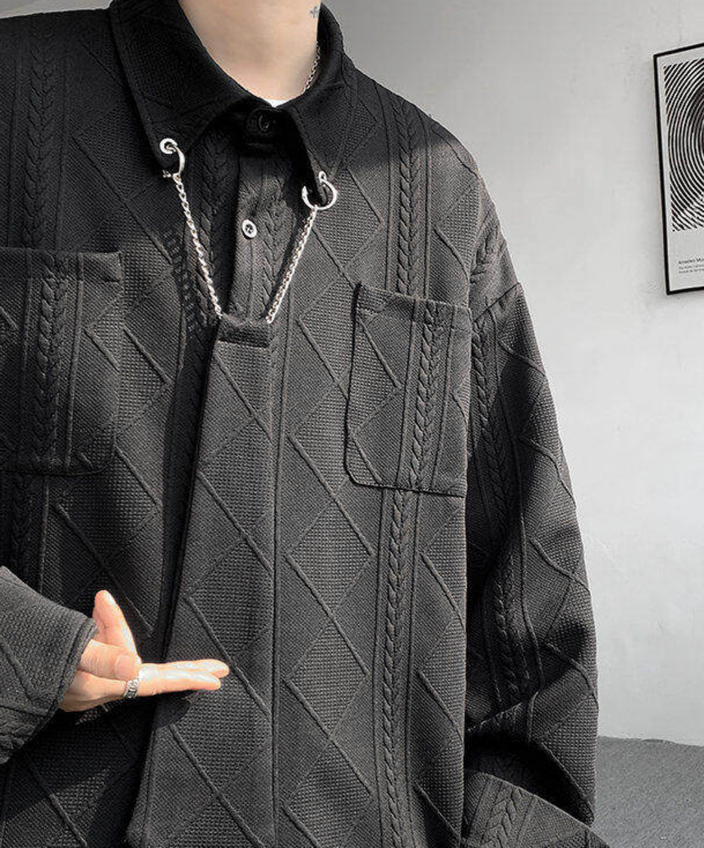 aran-style jacquard shirt EN2745