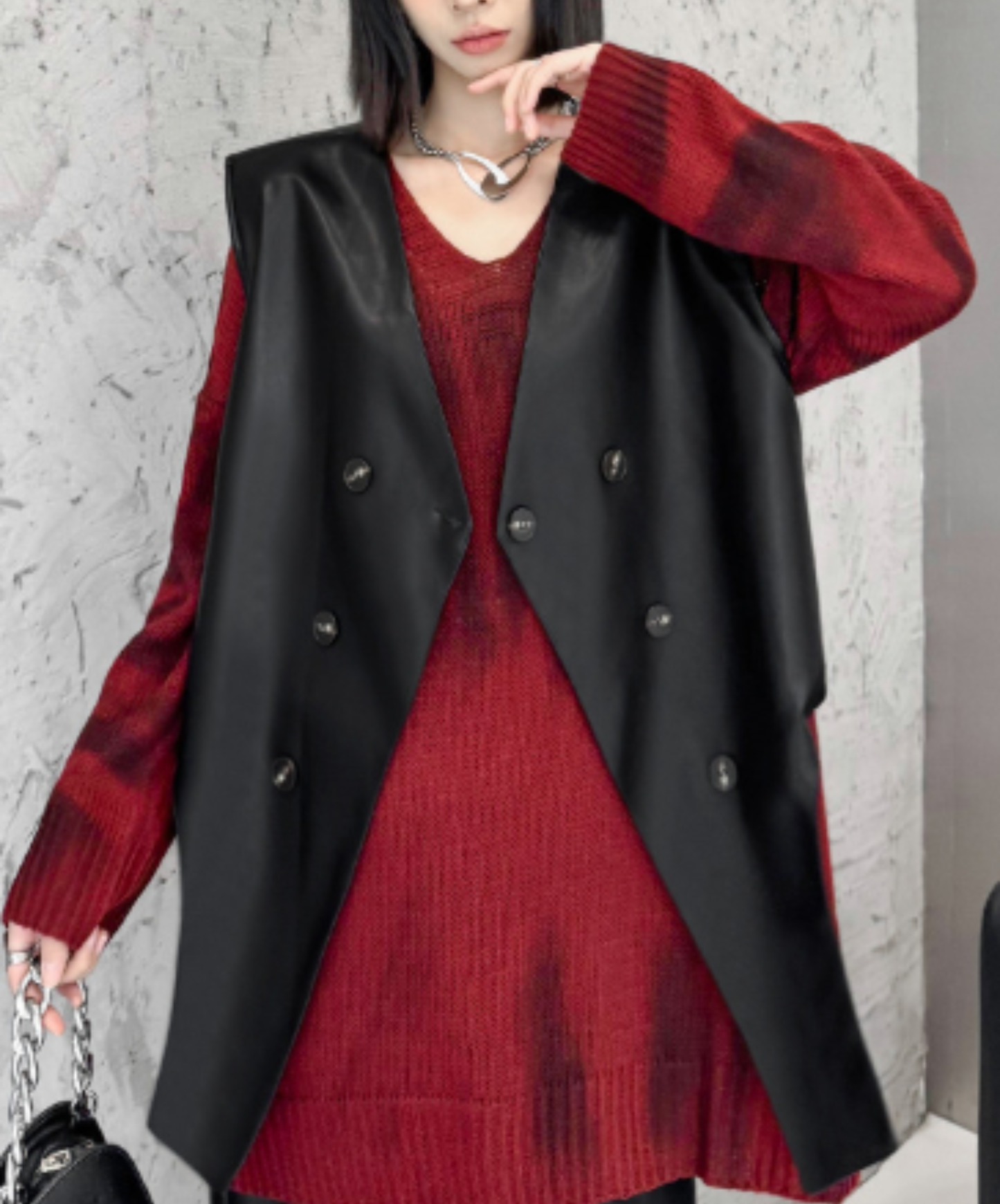 pu leather special silhouette vest EN2956