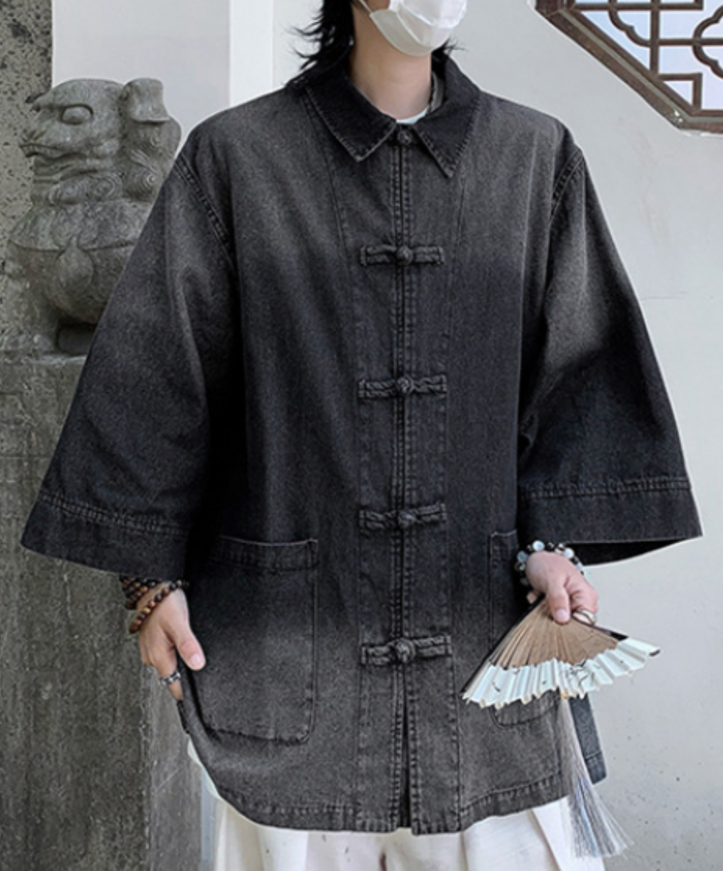 chinese style button gradient shirt EN2780