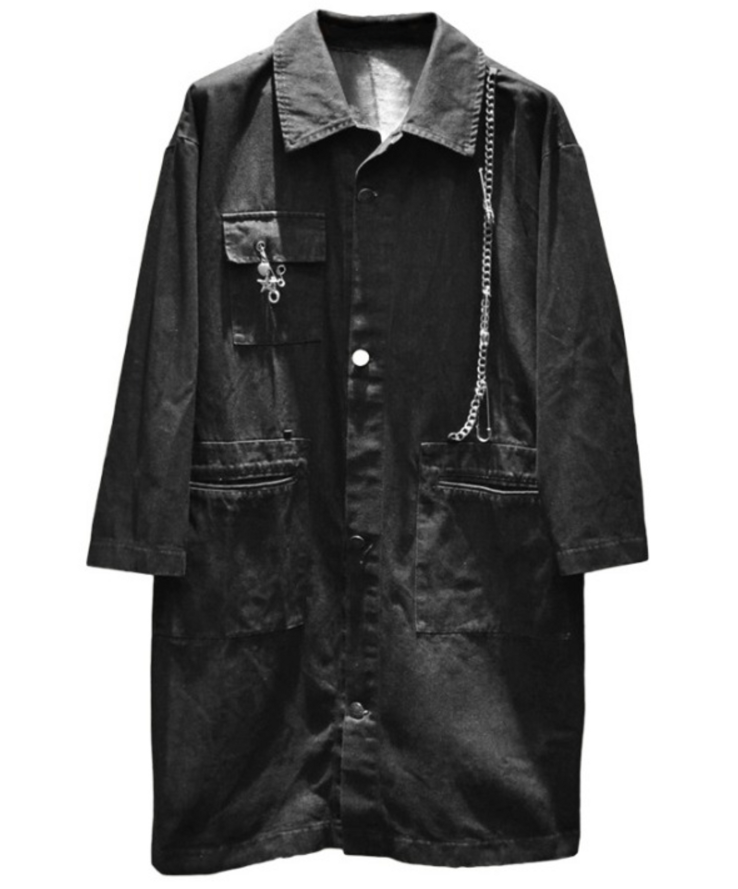 distressed denim long jacket EN1354