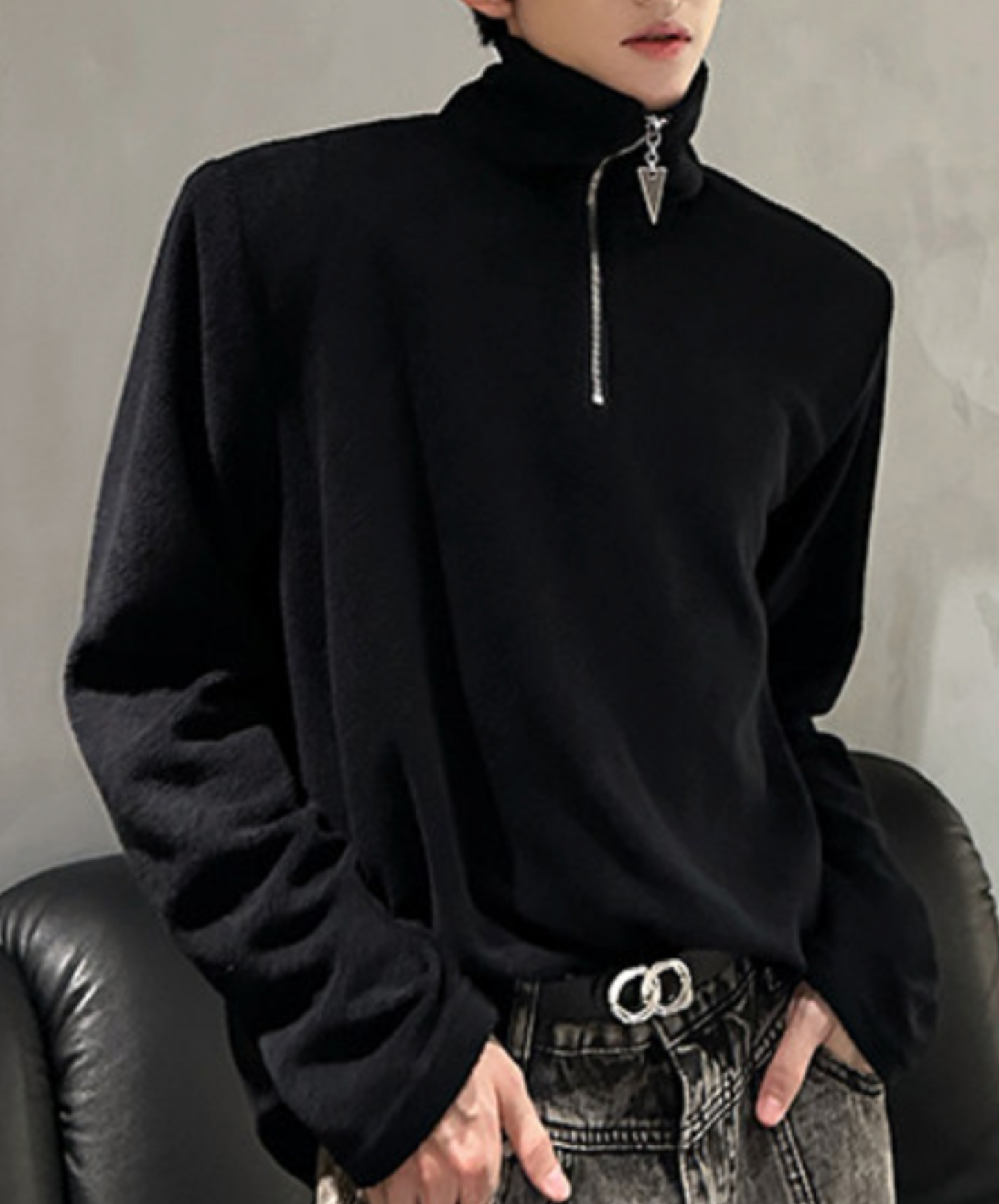 dark half-zip neck sweatshirts EN2637