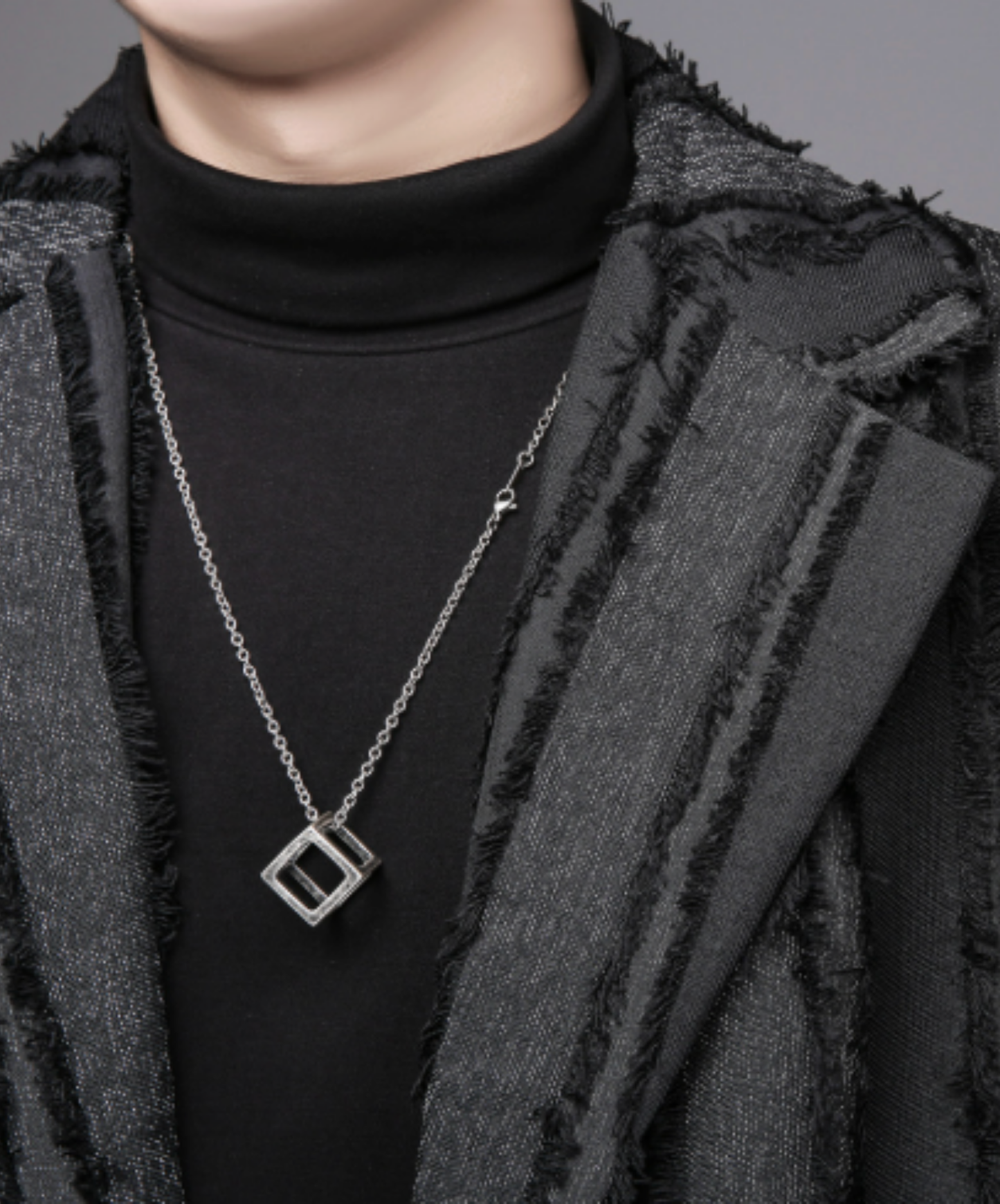 dark striped tassel trim distressed jacket EN2697