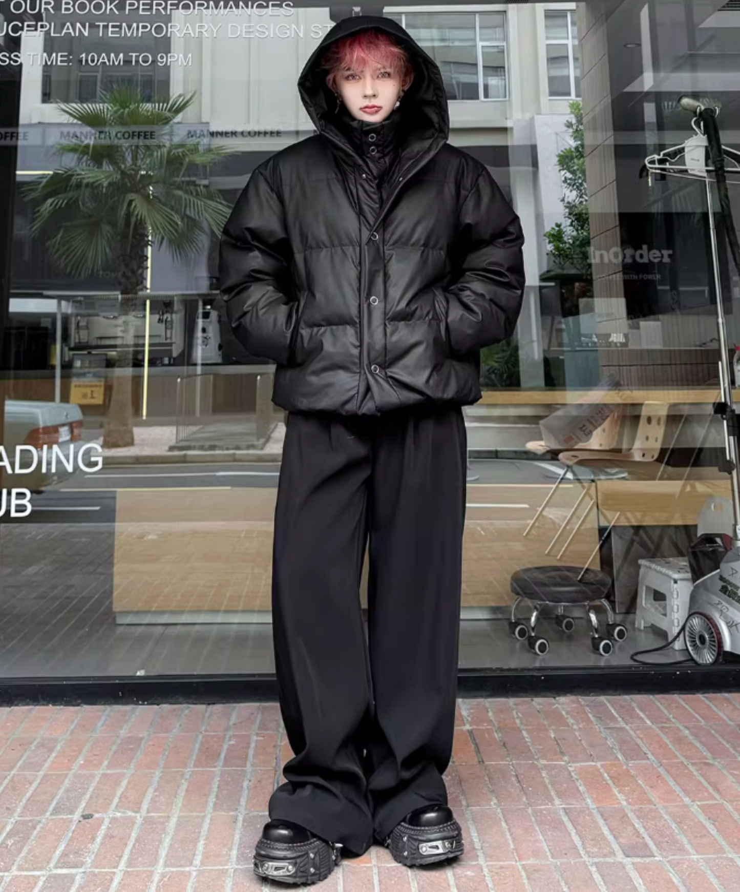 hooded fake two-piece down EN2595