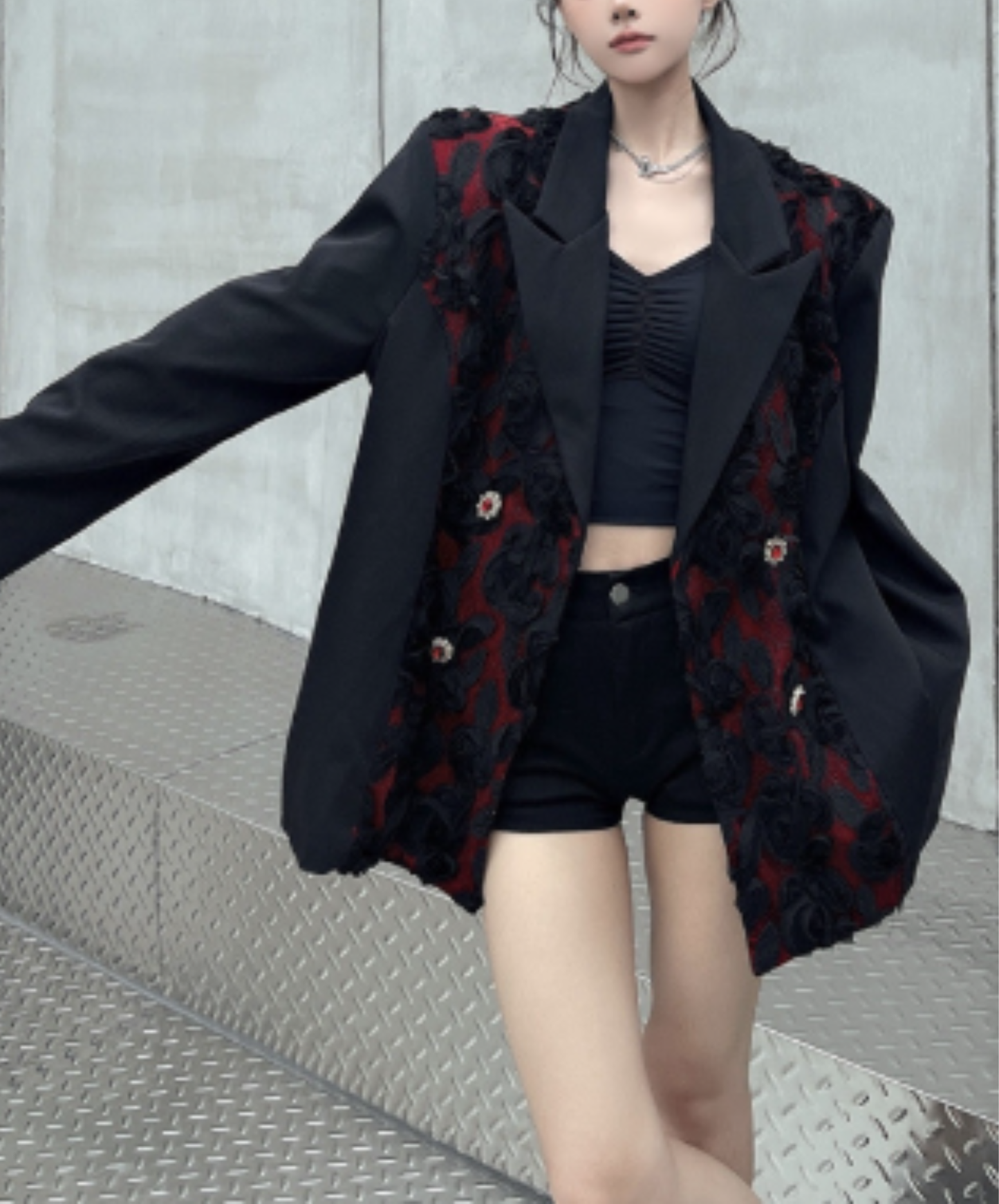 elegant rose motif jacket EN3092