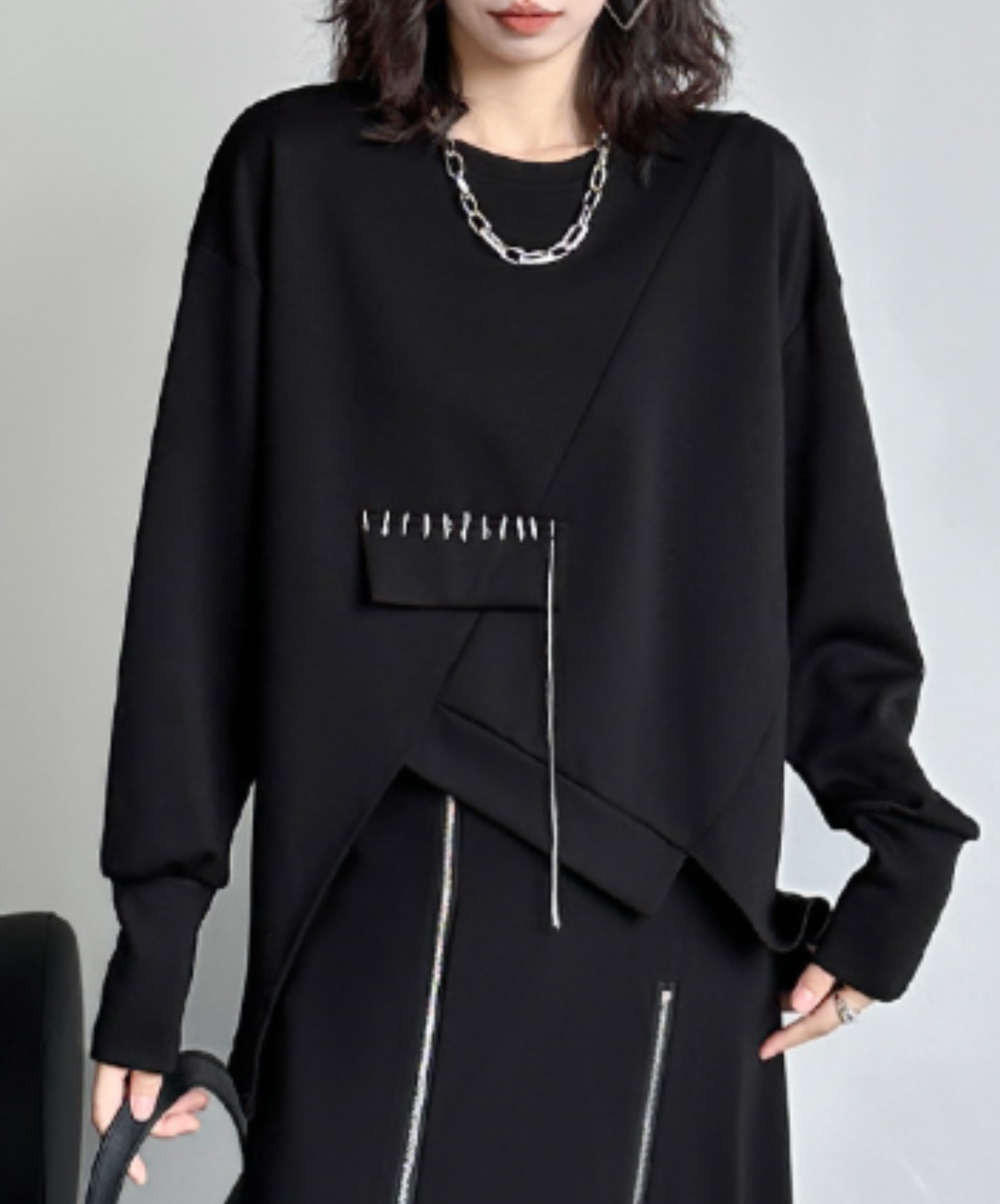 iIrregular seam line design sweatshirt EN3134