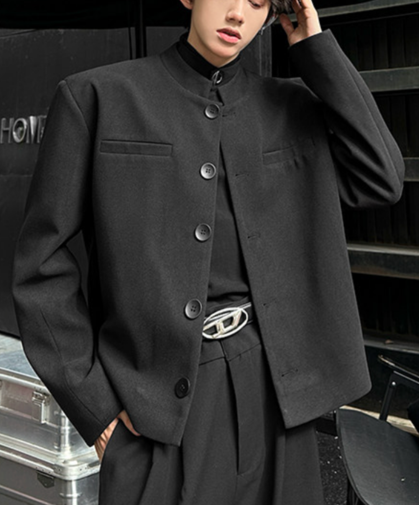 korean retro style stand collar jacket EN2684