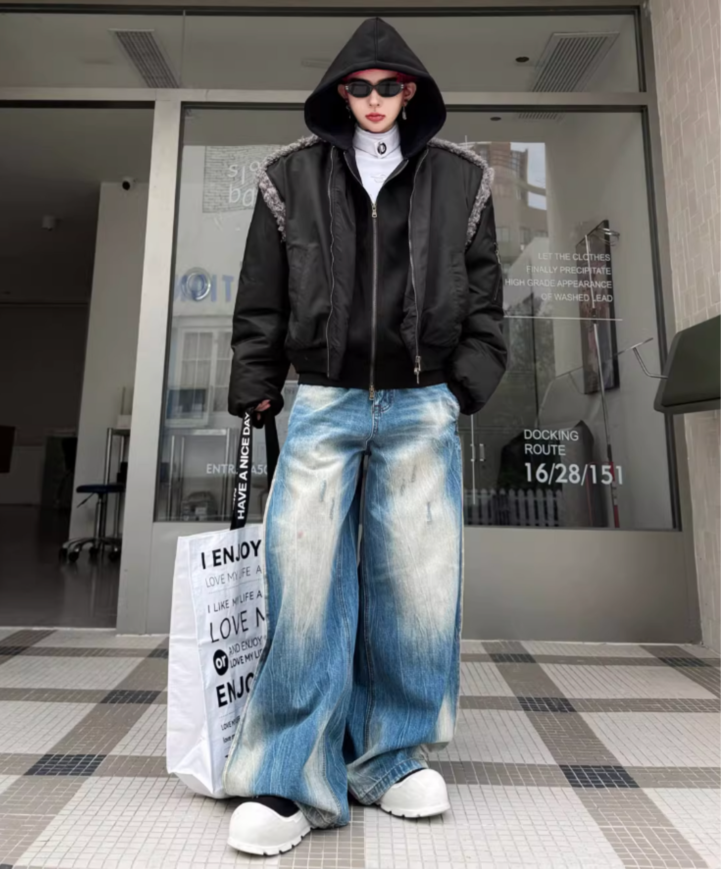 faux fur connection shorts jacket EN2563