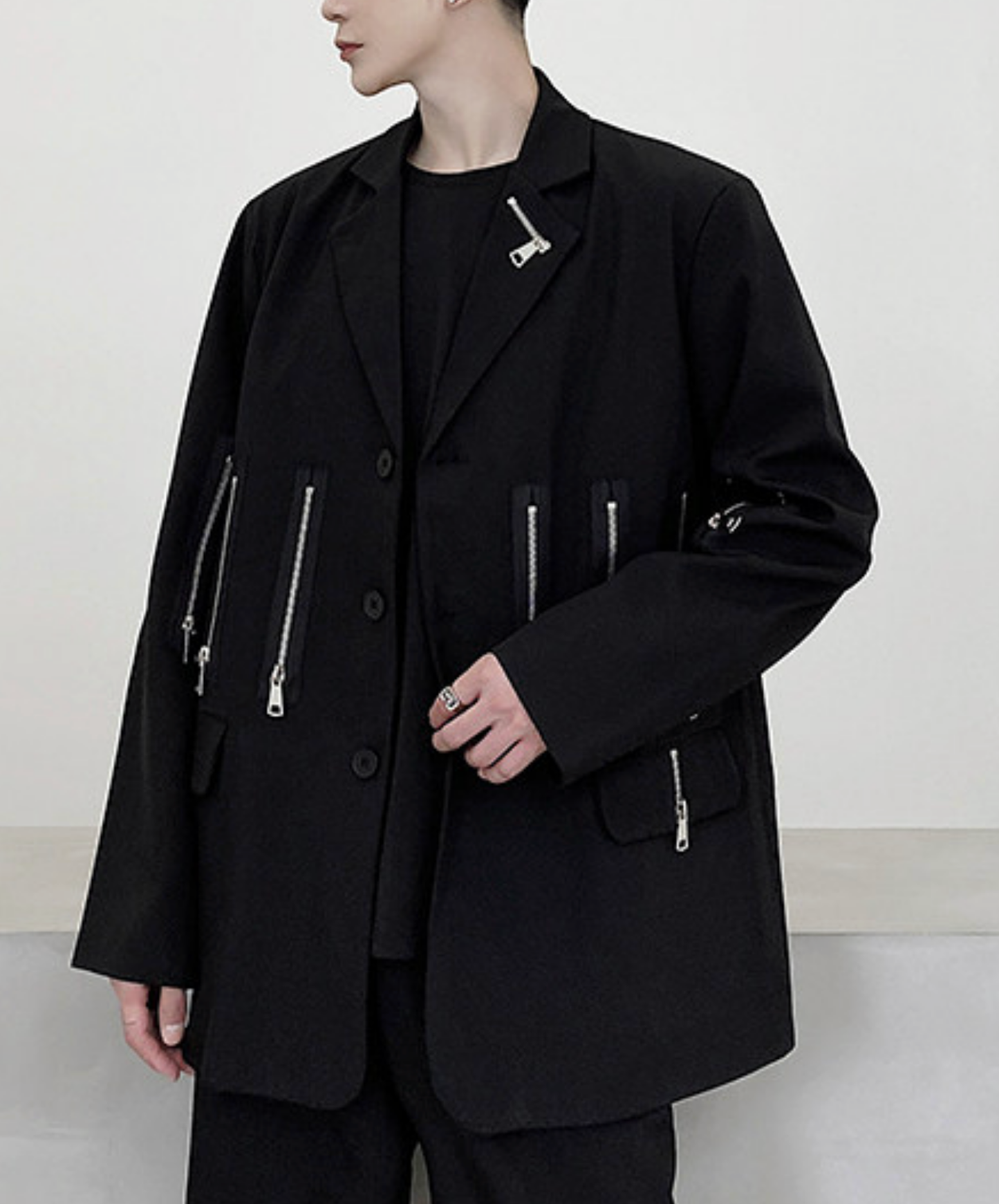 multiple metal zipper decoration jacket EN2754