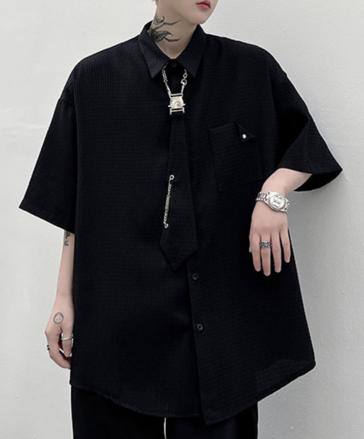 【style51】dark mode outfit set EN1848（jacket + shirt + skirt set）