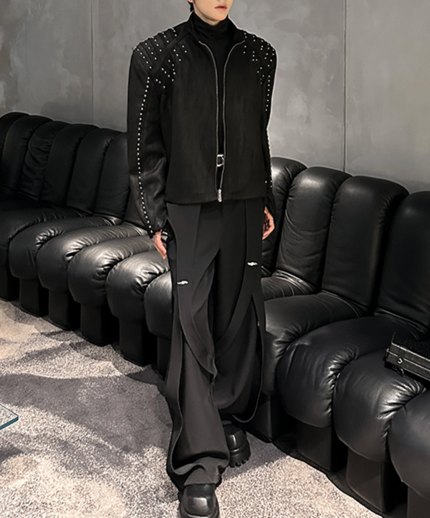 metal stud embellished shorts jacket EN2505